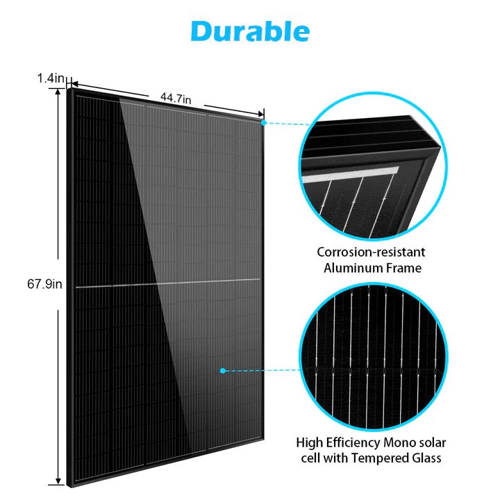 SunGoldPower 415W Monocrystalline Black PERC Solar Panel - High Efficiency Solar Panel for Home, RV, Boat & Off-Grid Power Systems | Renewable Energy Solution for Residential & Commercial Use