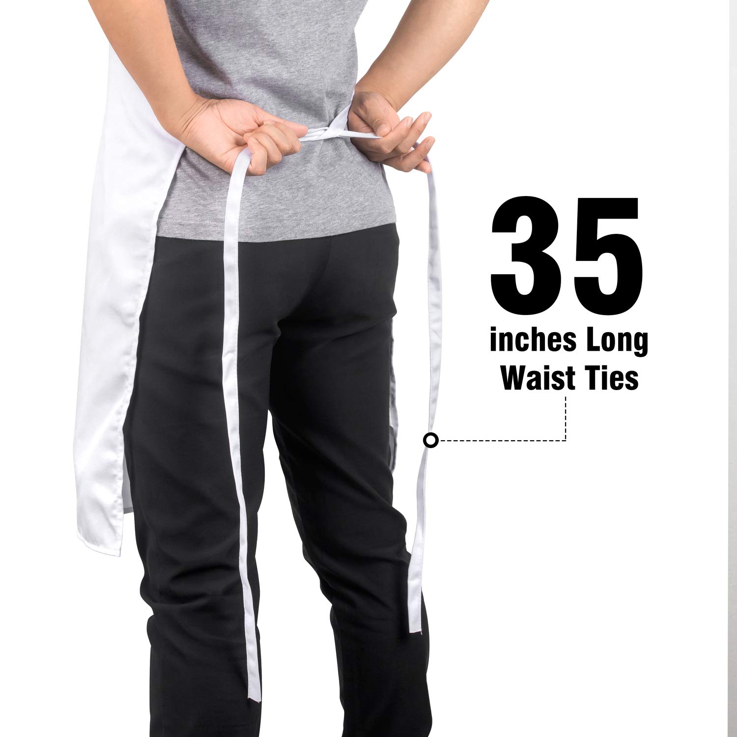 Xornis 2 Pack White Bib Aprons with 2 Pockets - Adjustable Chef Apron for Cooking, Baking & BBQ - Perfect for Kitchen, Restaurant & Outdoor Grilling
