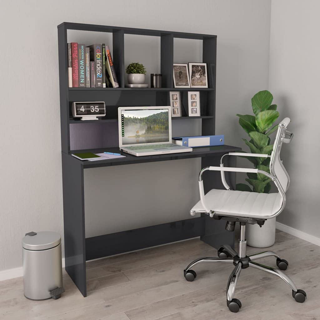 vidaXL Home Office Desk with Shelves - Sturdy Chipboard Study Desk for Work & Storage - Available in Multiple Colors - Perfect for Small Spaces & Student Dorm Rooms
