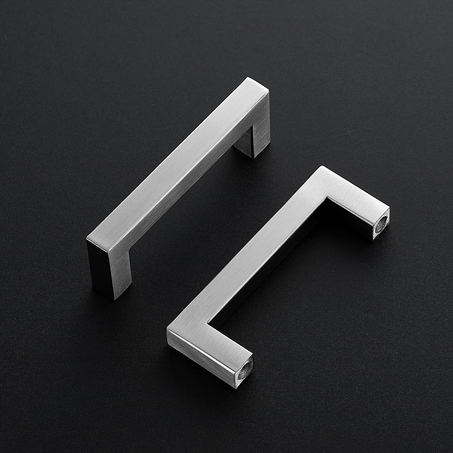 Ravinte 3 Pack 3.5 Inch Square Cabinet Handles - Satin Nickel Kitchen Cabinet Pulls, Brushed Nickel Drawer Handles - Durable Kitchen Hardware for Cabinets & Drawers (Perfect for Modern Kitchen Renovation & Furniture Upgrade)