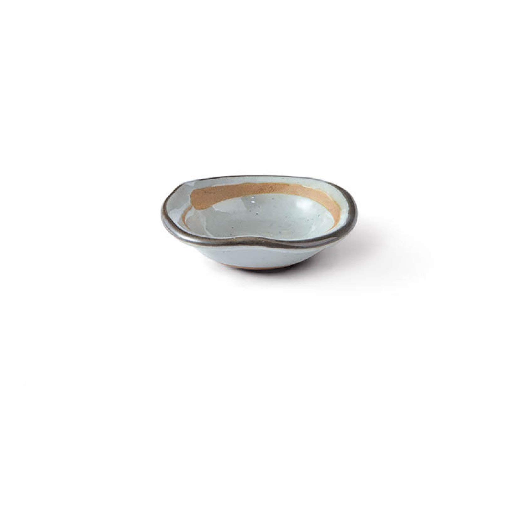 Vintage Ceramic Dipping Sauce Bowls - Set of 1, Irregular Shape with Brown Edge, Multipurpose Condiment Dishes for Ketchup, Soy Sauce, Snacks, Desserts | Perfect for Restaurants, Home Kitchen, Party Platters & Appetizer Serving