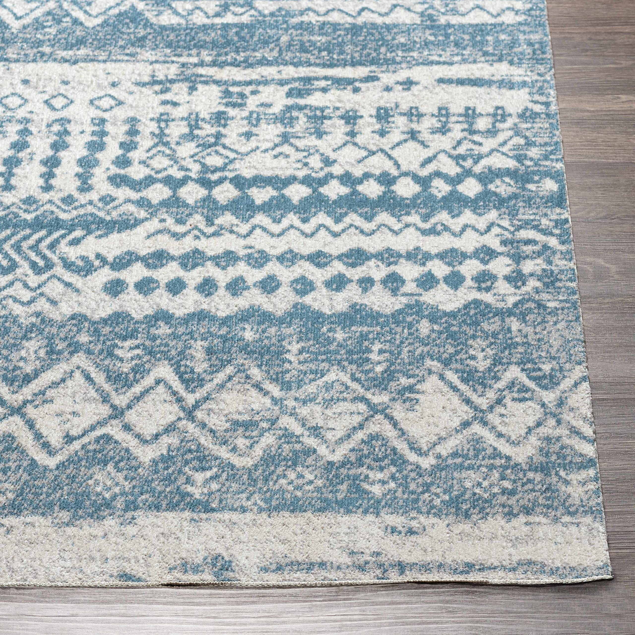 Hauteloom Fatsa Washable Area Rug - Blue & Gray Modern Design - 7'10