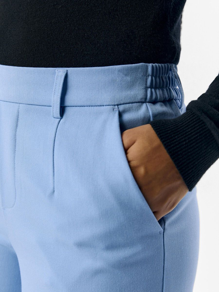 Lissey Women's High Waist Wide Leg Pants - Cornflower Blue | Comfortable Linen Blend Trousers for Work, Office & Casual Outfits