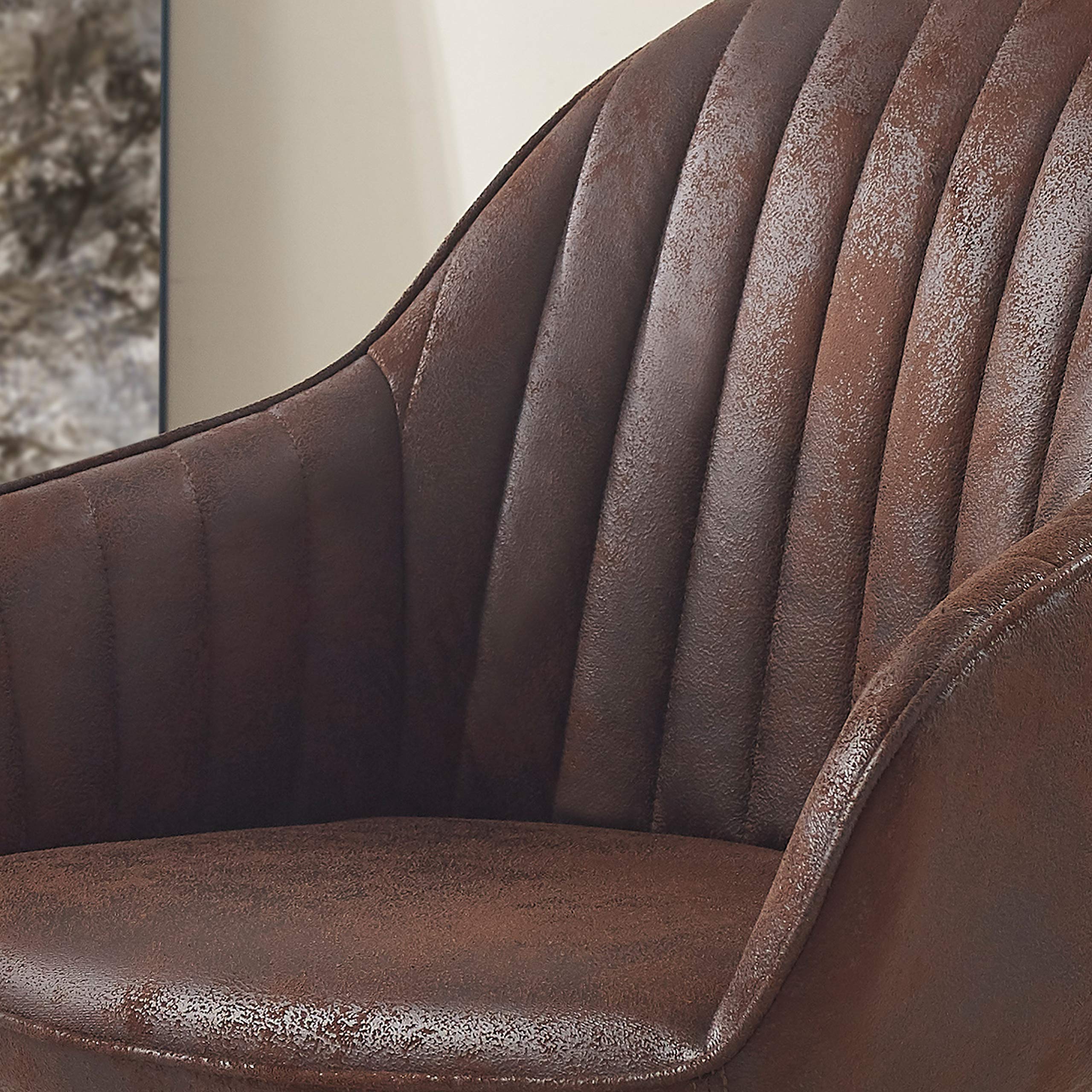 Art Leon Mid Century Modern Swivel Accent Chair with Beech Wood Legs - No Wheels Desk Armchair in Soft Suede Fabric | Perfect for Home Office, Living Room & Reading Nook