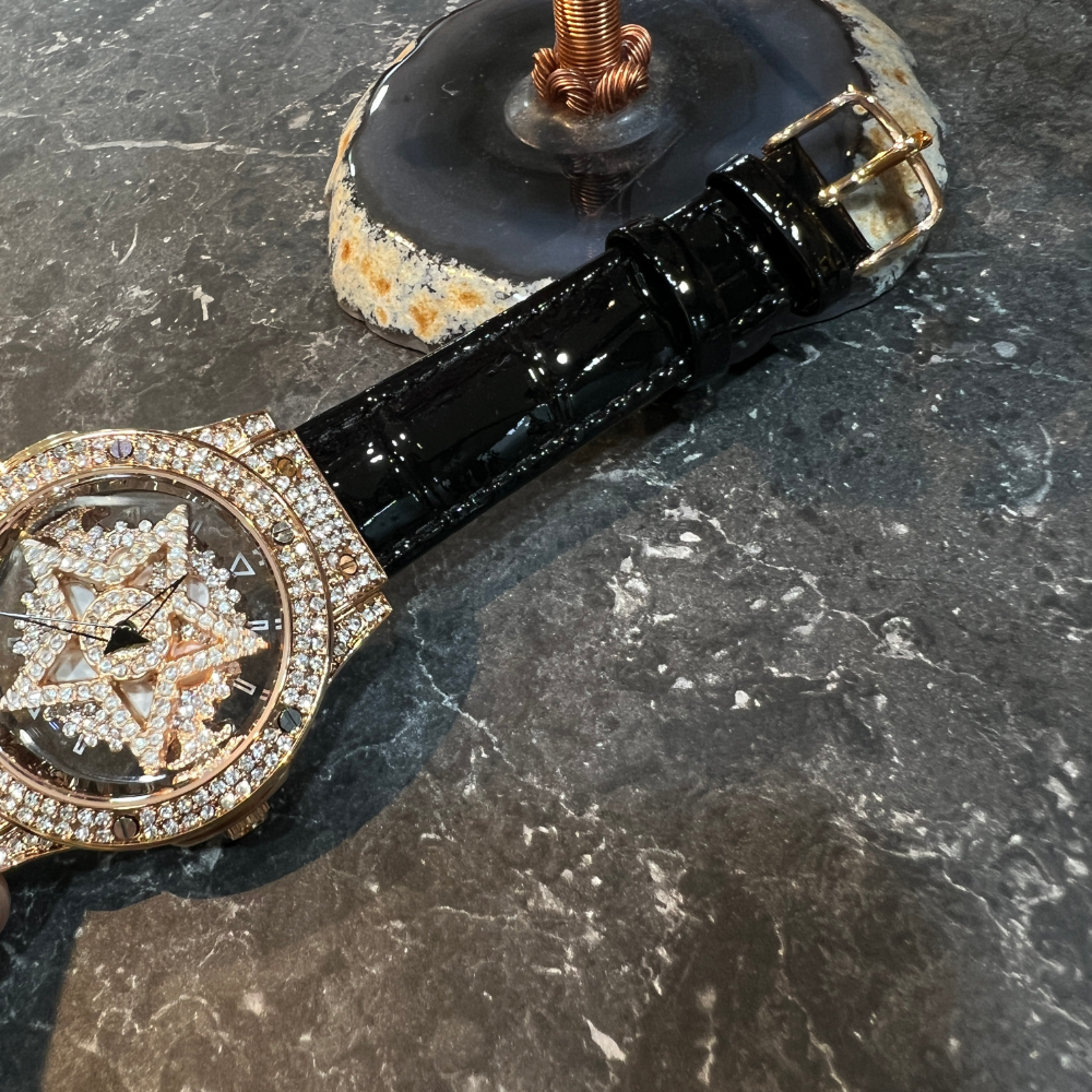 AG Collective Women's Black Leather Strap Watch - Fashion Quartz Analog Timepiece with Rose Gold Case (Model L 5047 RGBK RG) - Perfect for Office, Party & Everyday Wear