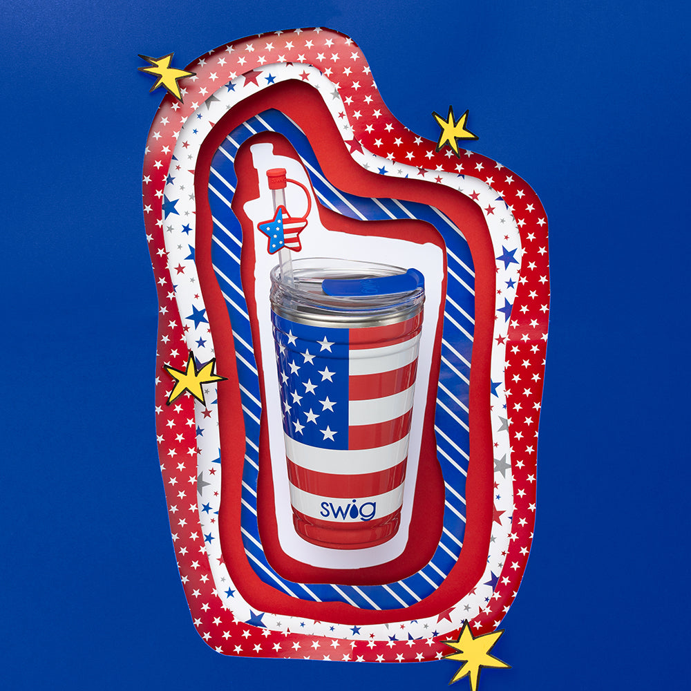 24oz All American Party Cups - Red Plastic Disposable Cups for Beer, Soda & Cocktails - Perfect for BBQs, Tailgates & Outdoor Events