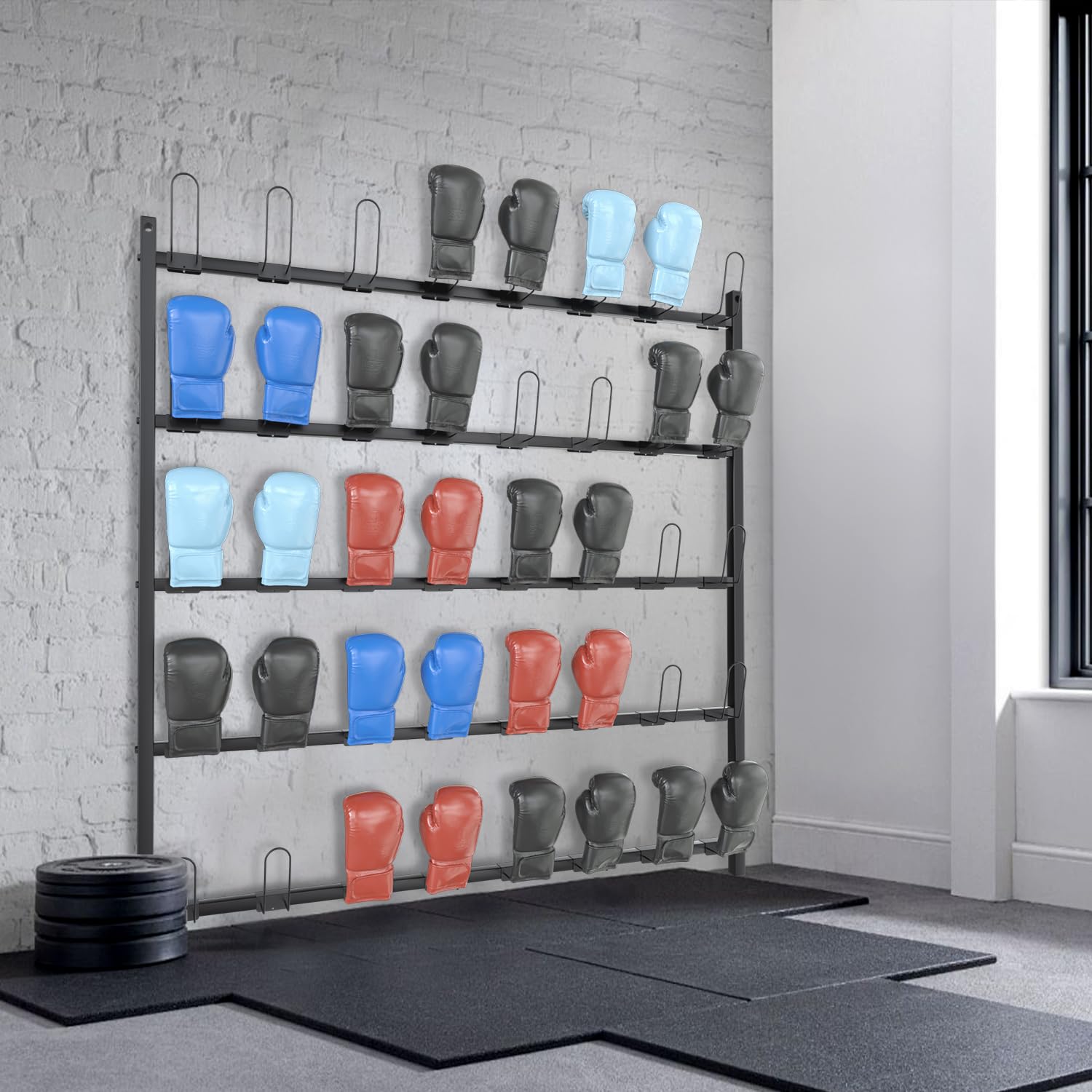 20-Pair Wall Mount Boxing Glove Storage Rack & Dryer - Heavy Duty Organizer for Boxing Gloves, MMA Gear & Sports Equipment - Perfect for Gym, Garage & Home Training Areas