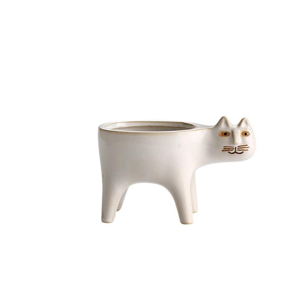 Mini Succulent Cat Pot with Drainage Hole - Cute Ceramic Planter for Succulents, Cactus & Small Plants - Perfect for Home Decor, Office Desk & Garden (Plants Not Included) - Adorable Cat-Shaped Flower Pot for Indoor/Outdoor Use