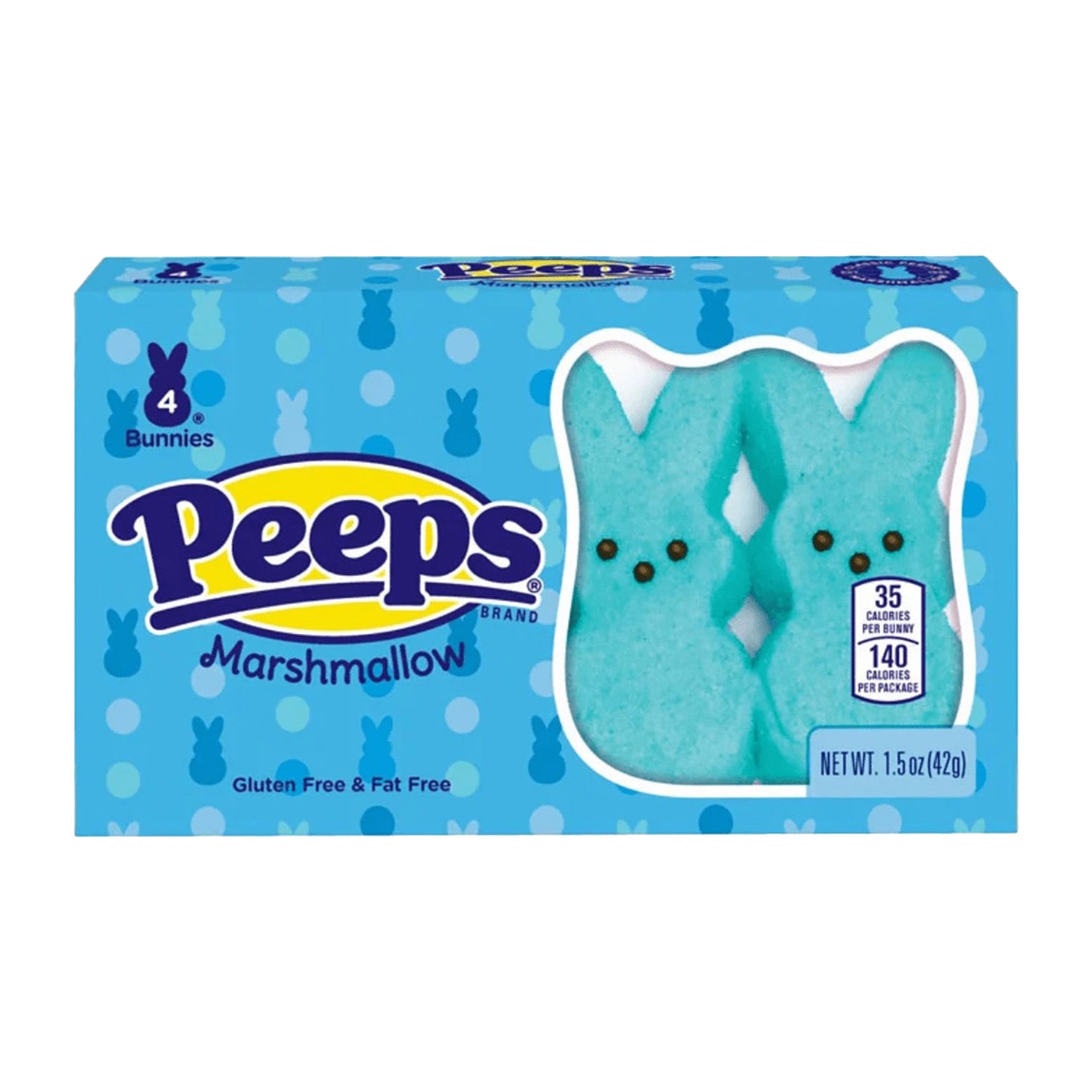Just Born Peeps Blue Bunnies Marshmallow Candy (4 Pack) | Easter Basket Stuffers, Party Favors & Spring Treats