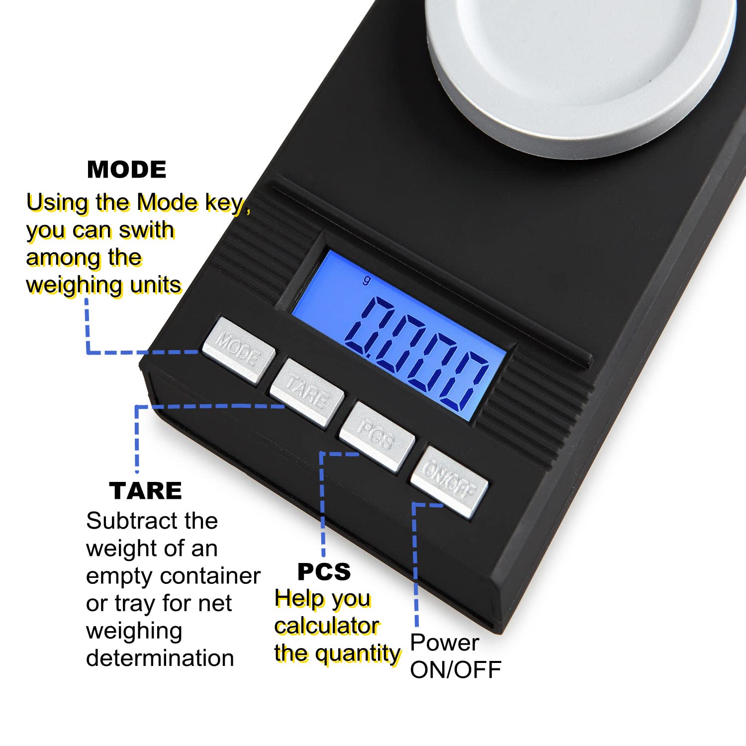 50g/1.76oz High Precision Digital Milligram Scale - 0.001g/0.0001oz Accuracy Jewelry Scale with Calibration Weights, Tweezers & Pans | Portable Mini Scale for Gold, Diamonds, Herbs, Medicine & Lab Use