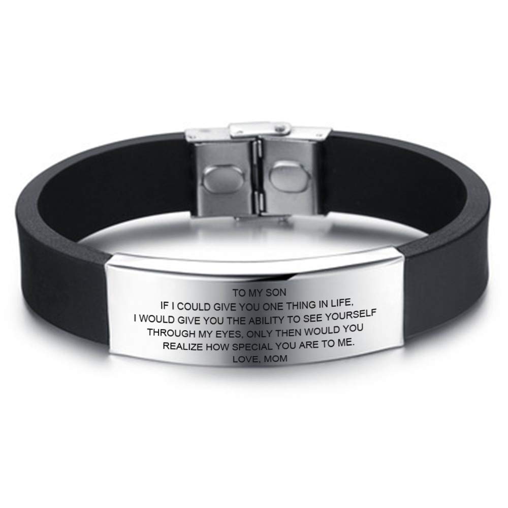 Personalized Inspirational Bracelets for Son & Daughter - Custom Name & Date Engraved Motivational Cuff Bangle - Thoughtful Gift from Dad or Mom - Perfect for Birthdays, Graduation & Special Occasions