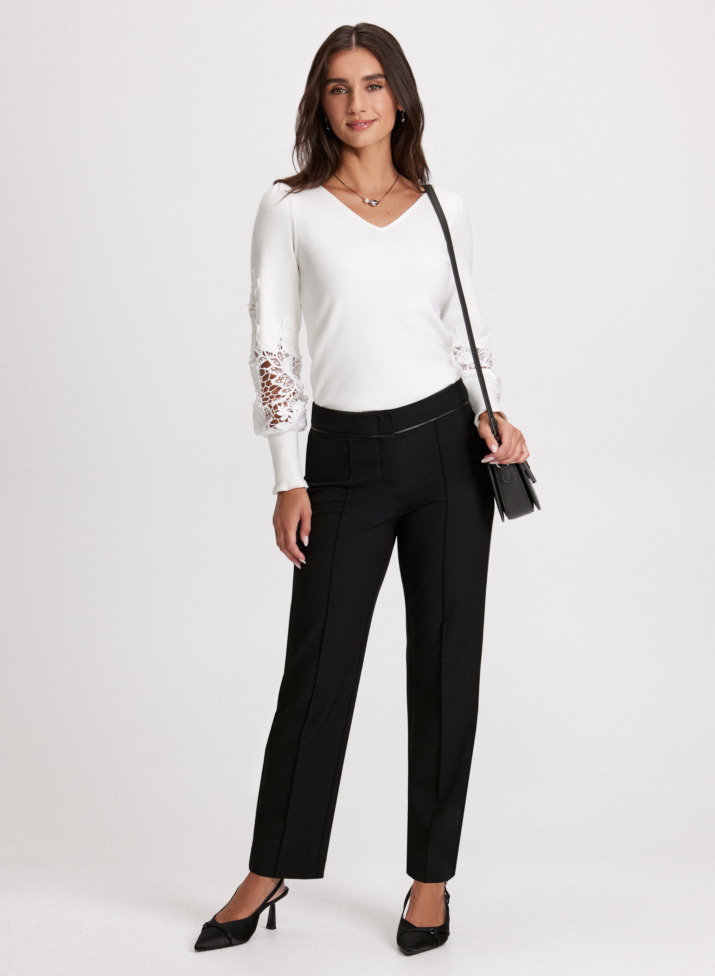 Emma Women's Straight Leg Pants - High Waist Slim Fit Ankle Pants for Work & Casual Wear | Office, Business, Travel & Everyday Outfits