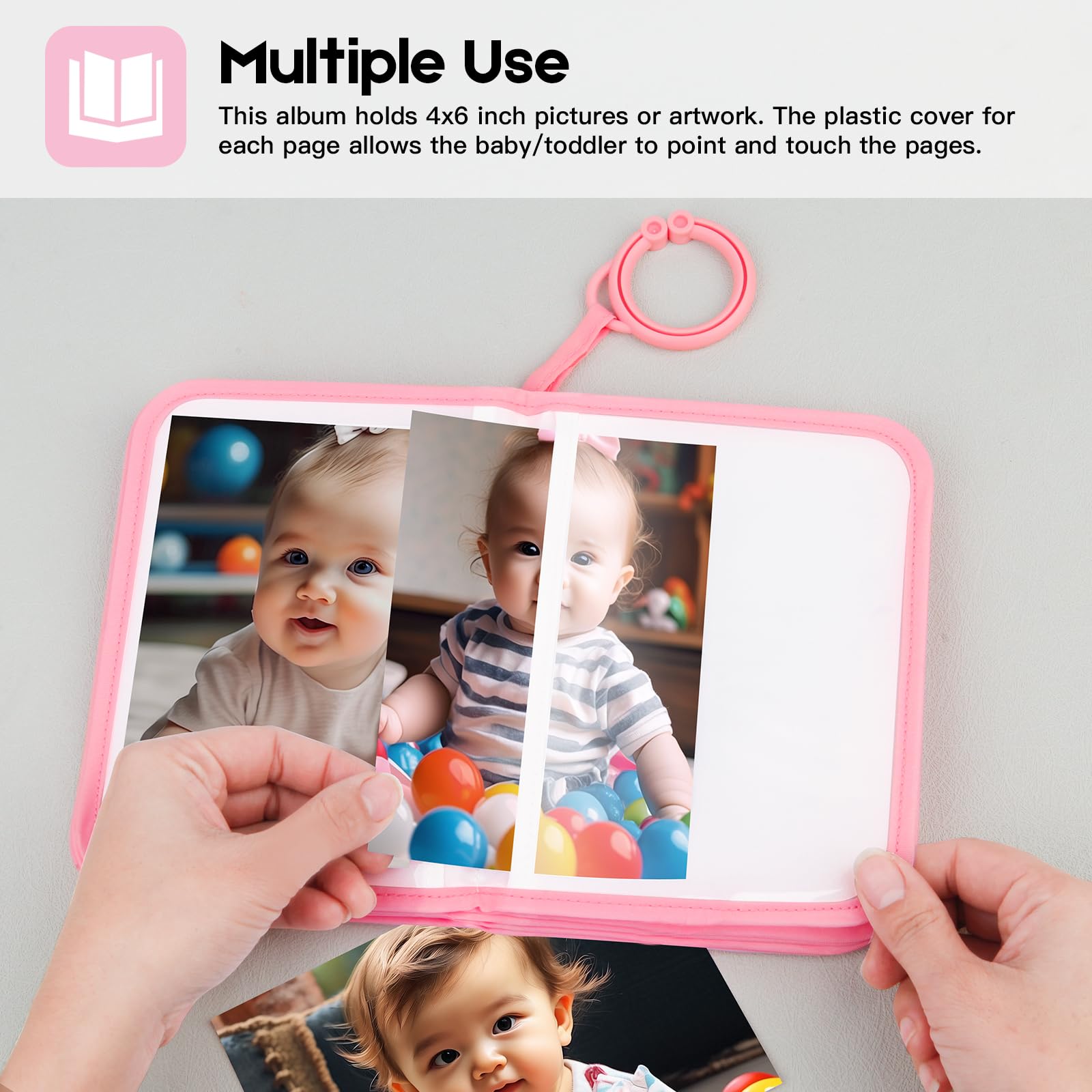 My First Baby Photo Album - Holds 21 4x6 Photos | Soft Cover No Hard Edges | Perfect Baby Shower Gift for Newborns & Toddlers | Pink (2-Pack) | Great for Preserving Family Memories & Milestones