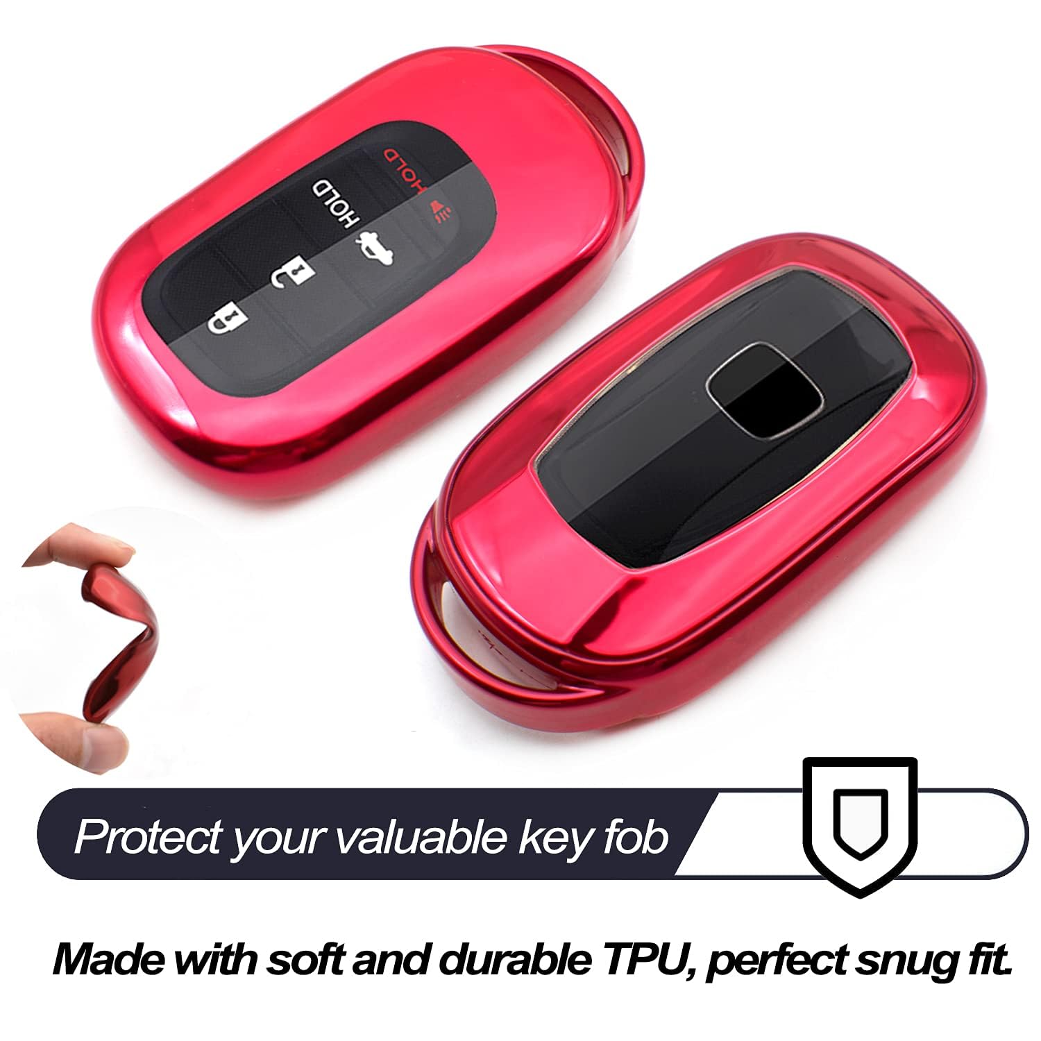 **MECHCOS TPU Key Fob Cover Case for Honda Civic CR-V Accord HR-V Pilot (2022-2024) - Red Remote Holder Skin Protector, Keyless Entry Sleeve Accessories - Perfect for Daily Use & Car Protection**