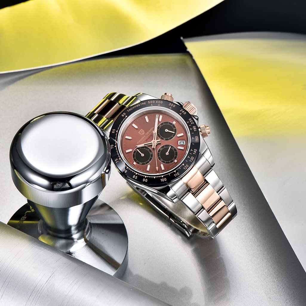 Pagani Design Daytona Chronograph Watch for Men - Japanese Quartz Movement, Ceramic Bezel, Stainless Steel Band, 100M Waterproof - Sporty Luxury Timepiece for Business, Casual & Outdoor Activities