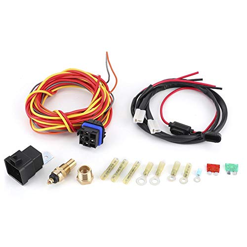 Dual Electric Car Cooling Fan Wiring Installation Kit with 185/165 Thermostat - Universal Cooling Fan Wiring Harness for Automotive & Performance Vehicles - Perfect for Engine Cooling System Upgrades & DIY Installations