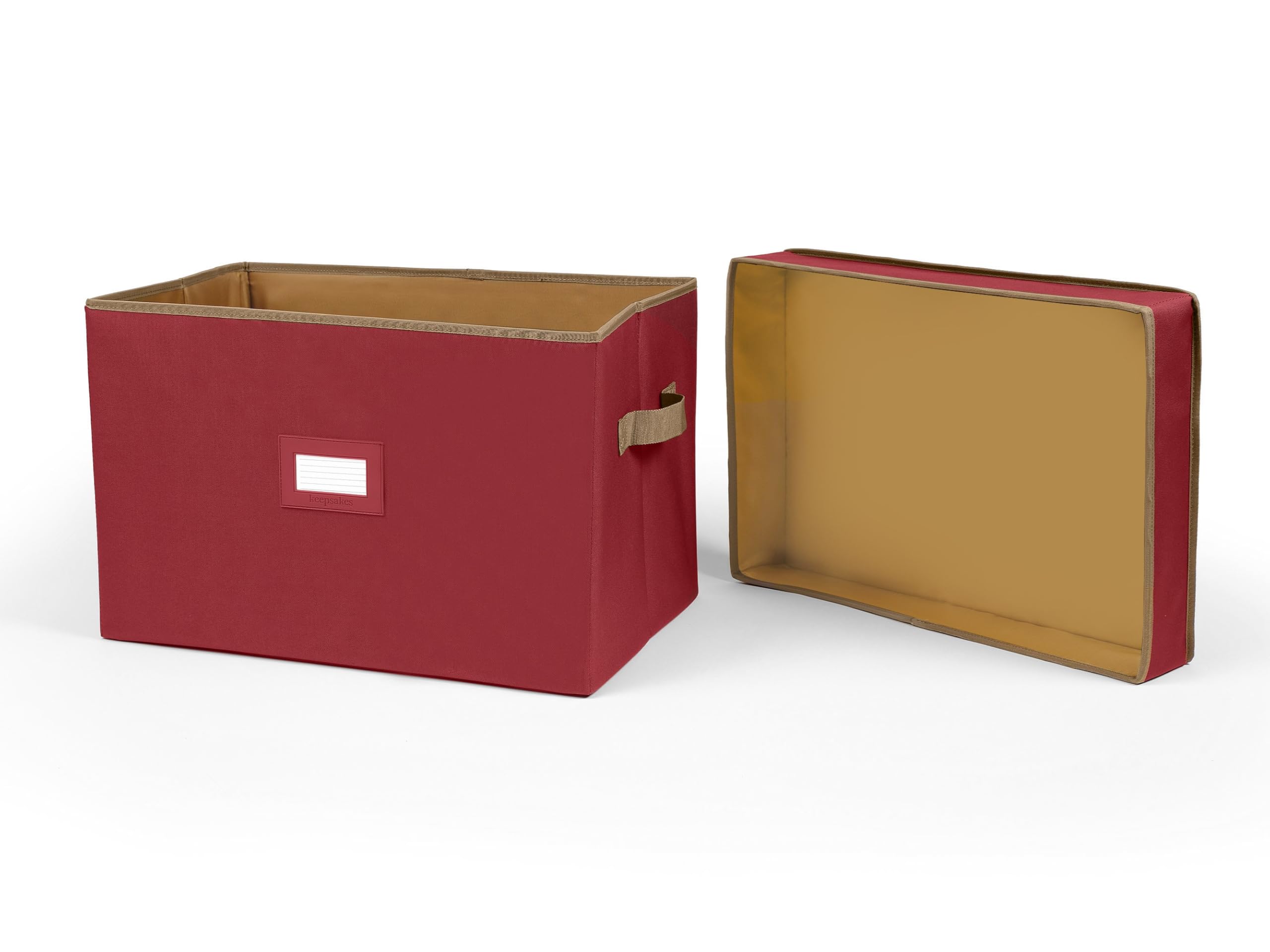 Covermates Keepsakes Storage Box - Heavy Duty Polyester Organizer with Reinforced Handles & ID Window - Perfect for Closet, Attic, or Underbed Storage - Red