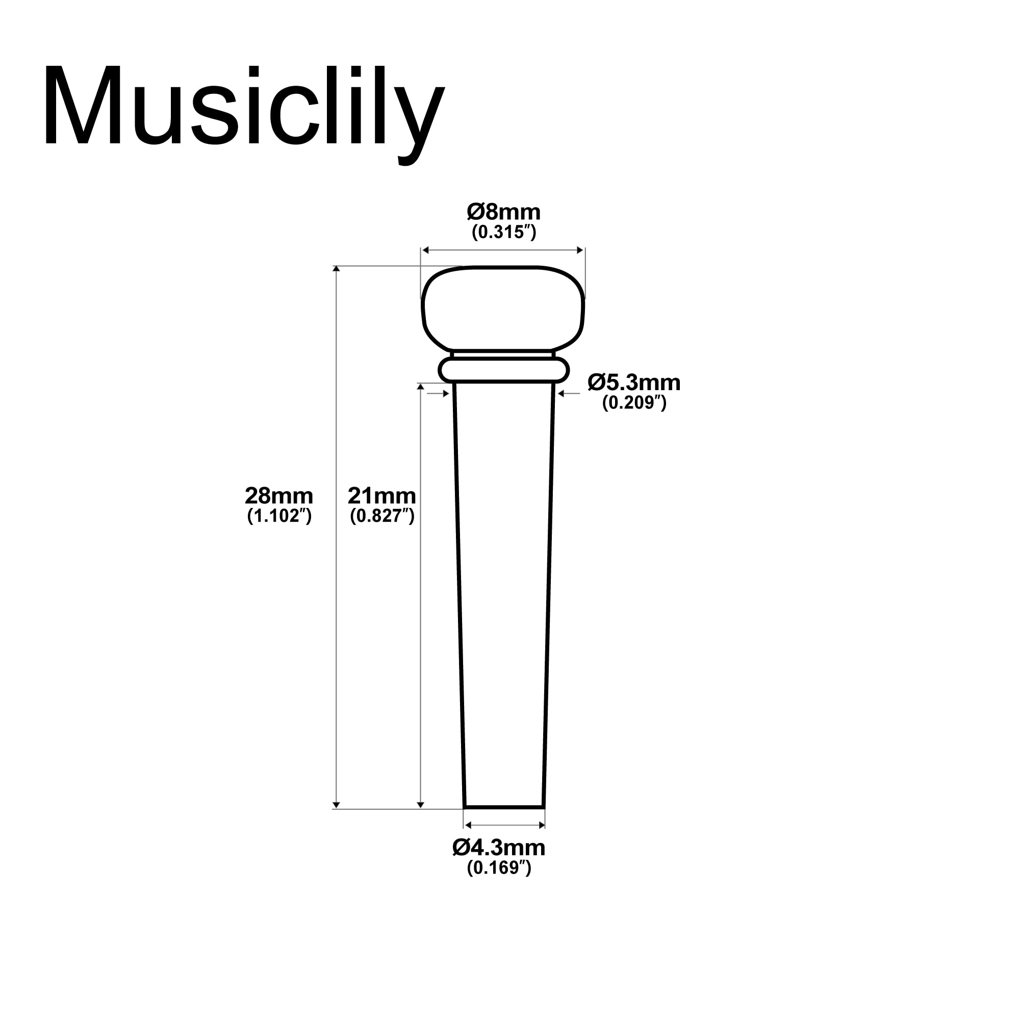 Musiclily Ebony Acoustic Guitar Bridge Pins & End Pins Set - 6-Pack for Taylor Martin Folk Guitar Replacement - 4mm Pearl Shell Dot Black - Perfect for Guitar Maintenance & Upgrades