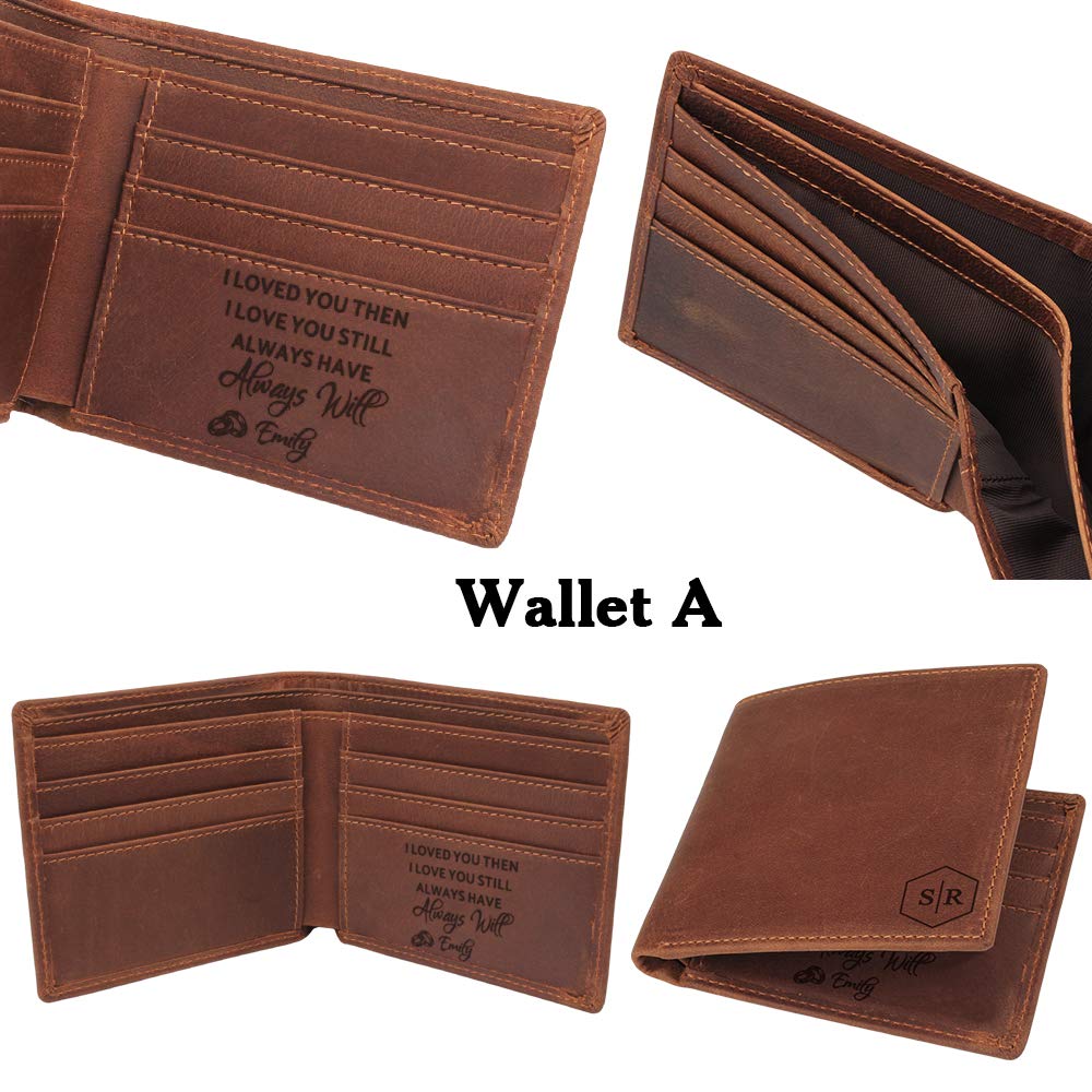 Personalized Leather Wallet for Men - Custom Engraved Gift for Husband, Boyfriend, or Dad - 3rd Anniversary Present - Ideal for Weddings, Birthdays & Special Occasions