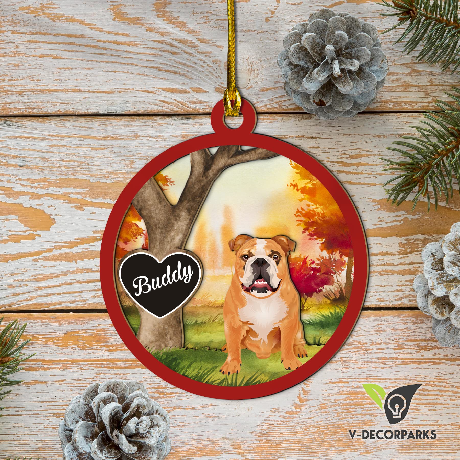3D Wood Layered Personalized Boxer Dog Christmas Ornaments - 10pc Set for Tree Decorations | Perfect for Holiday Home Decor & Gift Giving
