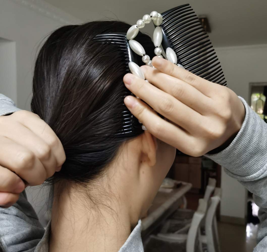 MAYBEAN Magic Beads Hair Clips & Double Hair Combs Set - 3 Piece Stretchy DIY Hair Accessories for Women & Girls | Perfect for Braids, Ponytails & Updos