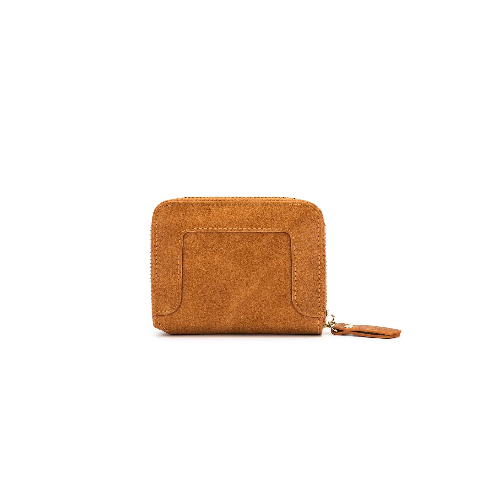 Rebel Tan Studded Mini Wallet for Women - Stylish & Compact Leather Card Holder - Perfect for Parties, Travel & Everyday Use