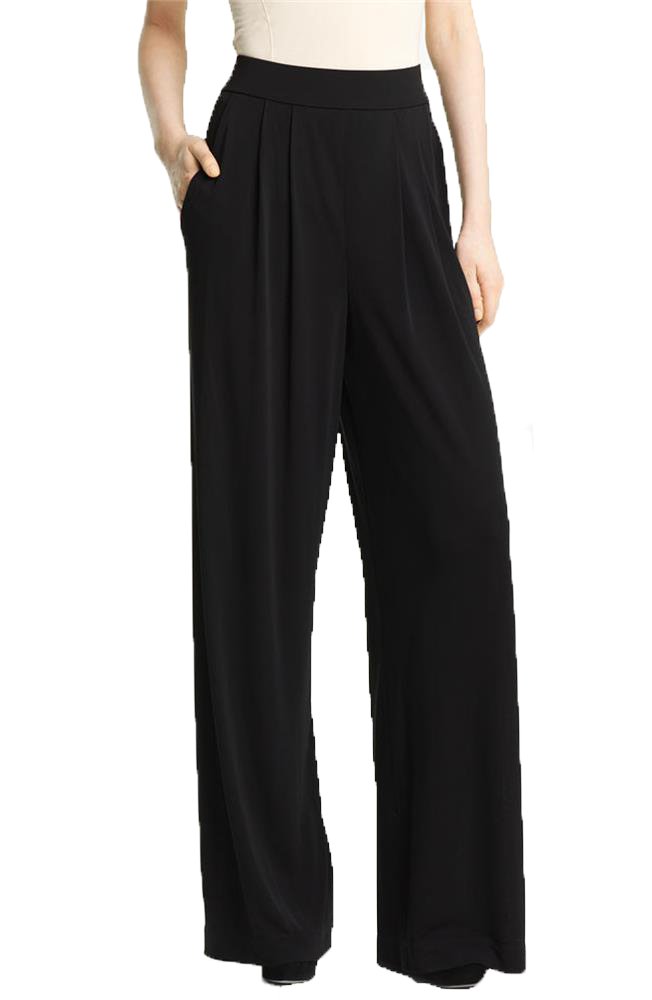 Angel&Lily Women's Plus Size Pleated Wide Leg Jersey Pants - 0X Black - Comfortable Stretch Lounge Pants for Work, Casual & Travel