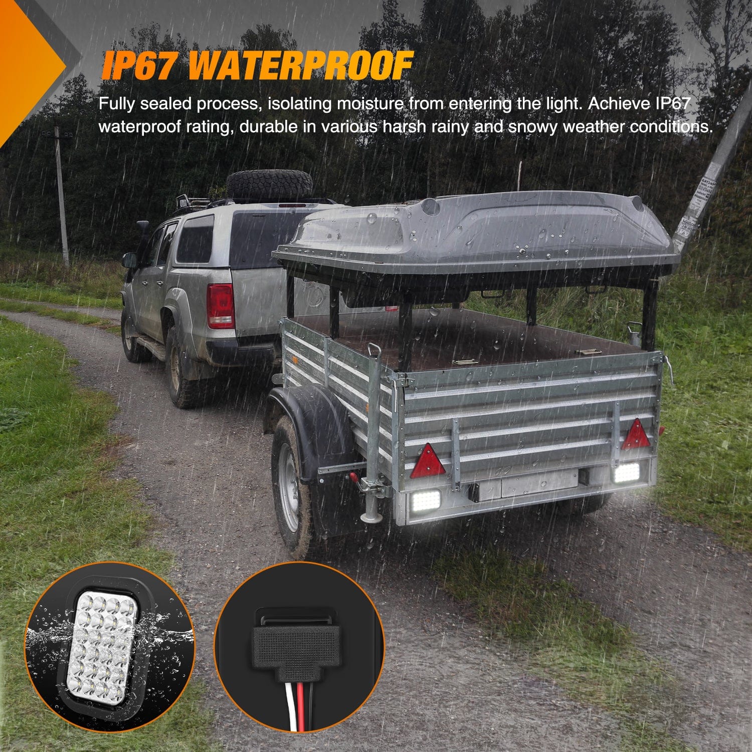 6 Pack 5x3 Inch 24 LED Red & White Rectangular Trailer Tail Lights - Waterproof, Durable Brake Lights for Trucks, Trailers, RVs & Boats - Perfect for Night Driving & Safety Signaling