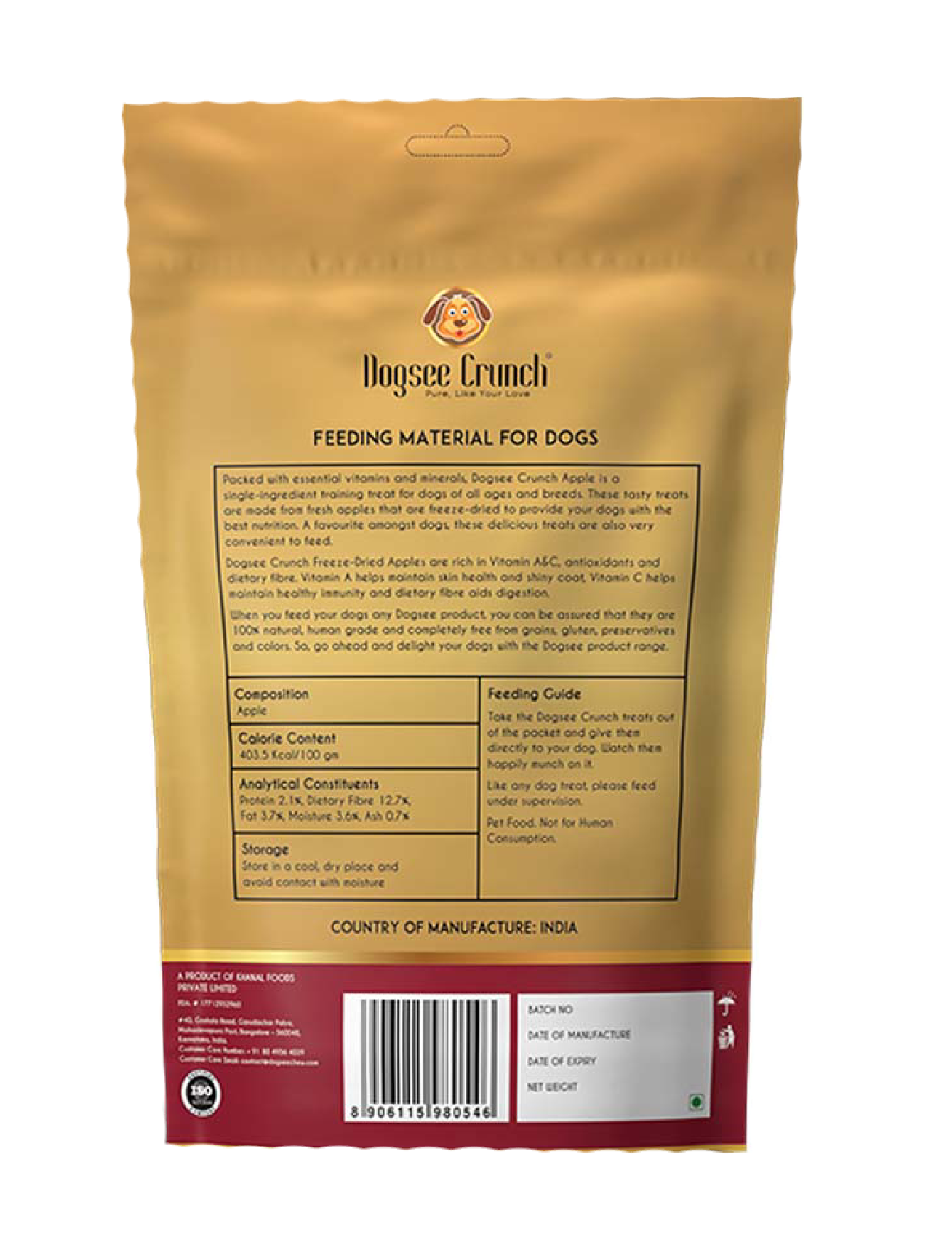 Freeze Dried Apple Dog Treats by Dogsee Crunch - 30g Natural & Healthy Snacks for Training, Rewards & Dental Health - Perfect for Small, Medium & Large Dogs