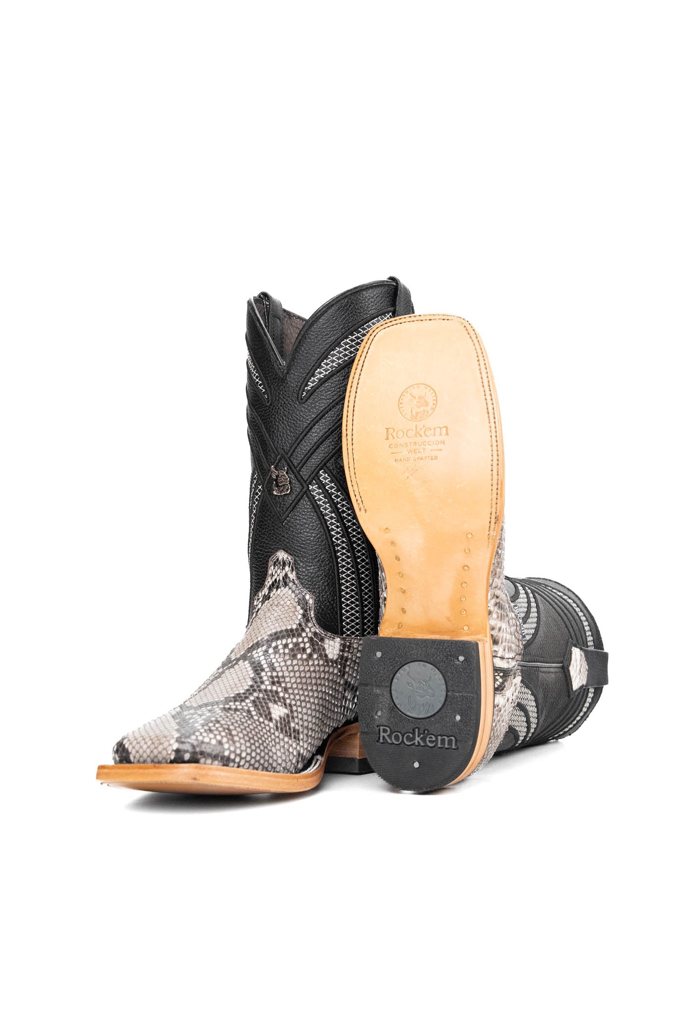 Monroe Python Belly Exotic Square Toe Cowboy Boots for Men - Western Style Leather Boots for Rodeo, Country Dancing & Outdoor Adventures