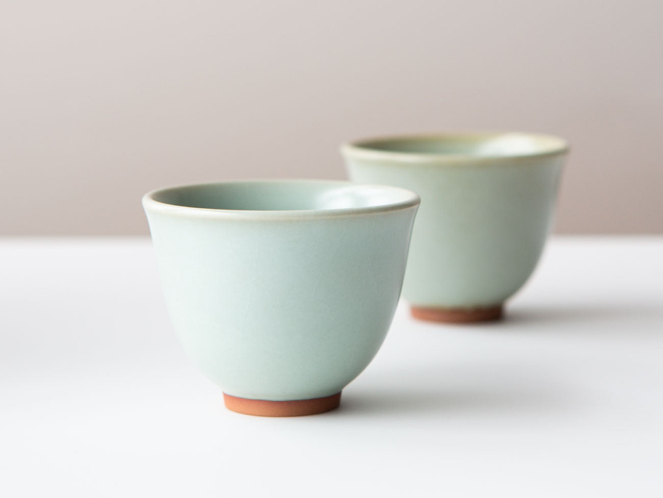 Exquisite Celadon Tulip Cups - Handcrafted Ceramic Tea Set for Home & Office - Perfect for Tea Lovers, Gift Giving & Elegant Decor