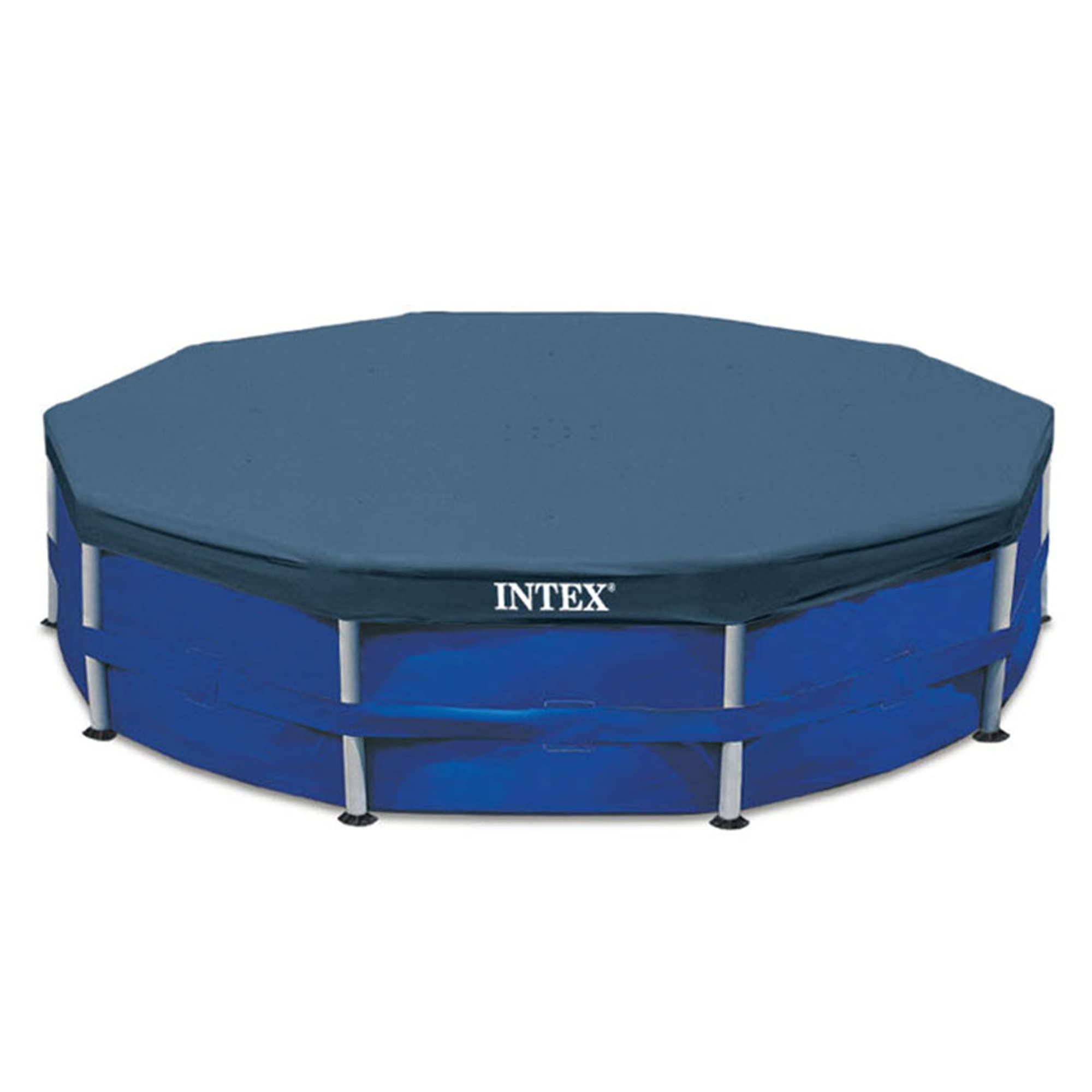 Intex 10ft x 30in Round Metal Frame Above Ground Outdoor Swimming Pool Set with 330 GPH Filter Pump, Cartridge & Protective Cover - Perfect for Backyard Fun, Family Gatherings & Summer Cooling