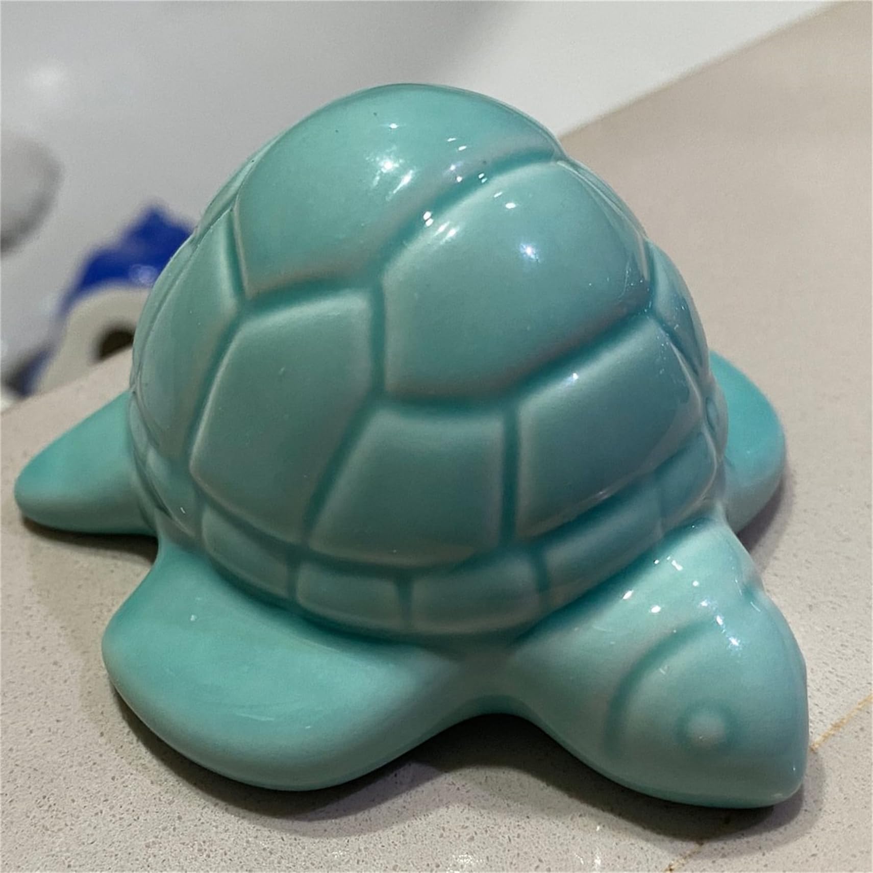 2Pcs Sea Turtle Porcelain Toilet Bolt Covers - Ceramic Bathroom Decor for Toilet Tank Caps, Ocean Theme Home Accessories (Blue) | Perfect for Beach House, Coastal Style or Nautical Themed Bathrooms