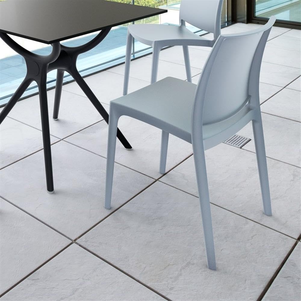 **Maya Patio Dining Chairs (Set of 2) - Silver Outdoor Furniture for Backyard, Garden, and Poolside Relaxation**