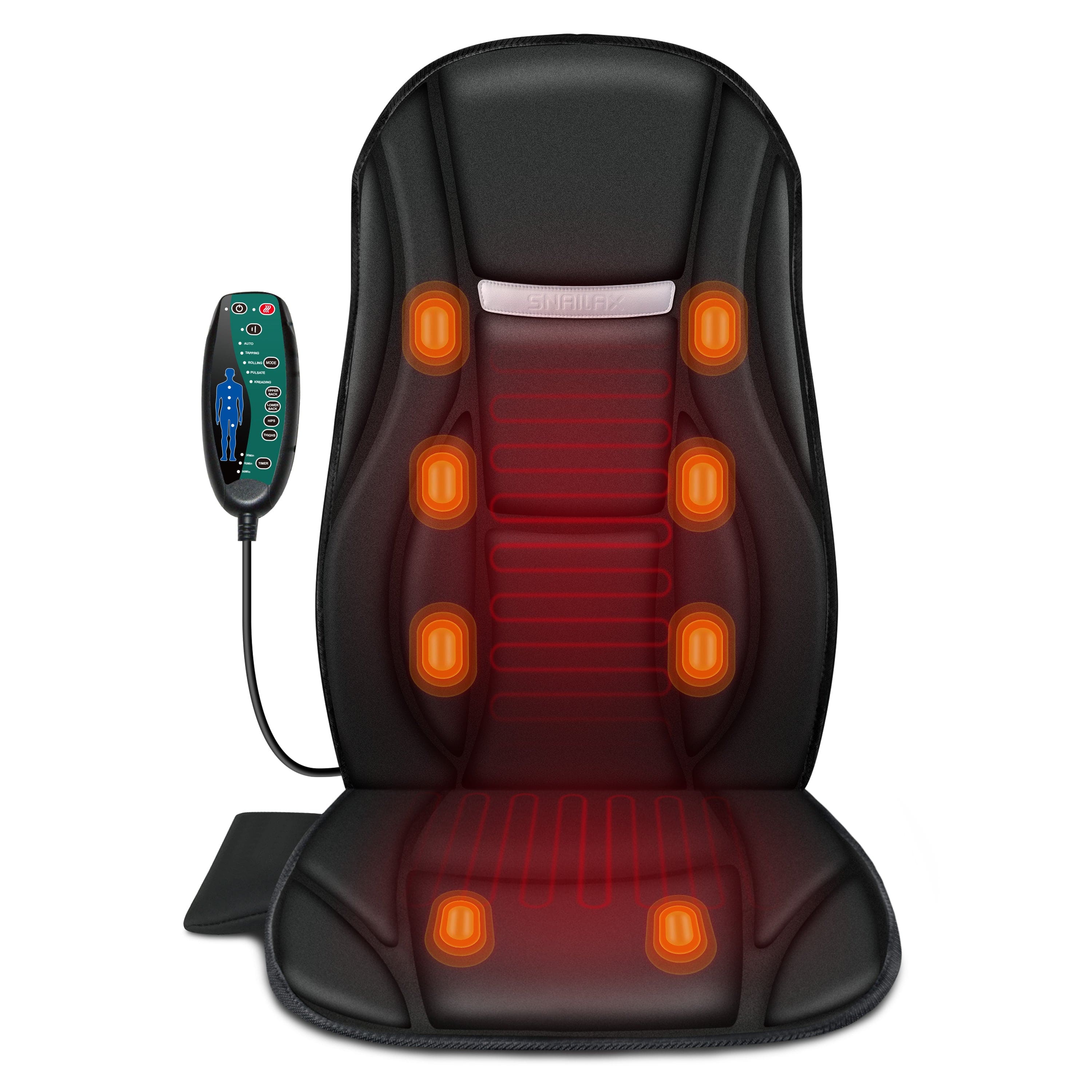 Snailax Vibration Back Massager with Heat - 8 Vibrating Motors & 5 Modes for Deep Tissue Relief - Perfect for Office Chairs, Car Seats & Home Relaxation