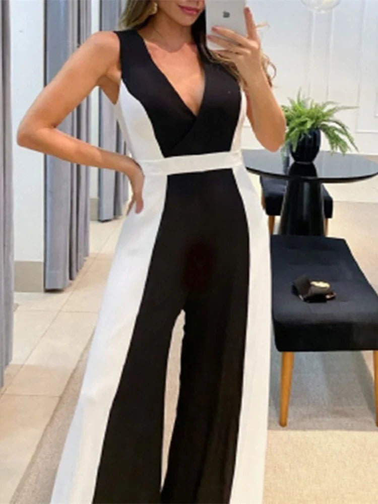 2023 Women's Geometric Print Wide Leg Jumpsuit - Fashion One Piece Outfit Without Belt, Casual Ropa Mujer (Free Shipping) | Perfect for Summer Vacations, Beach Outings & Casual Streetwear