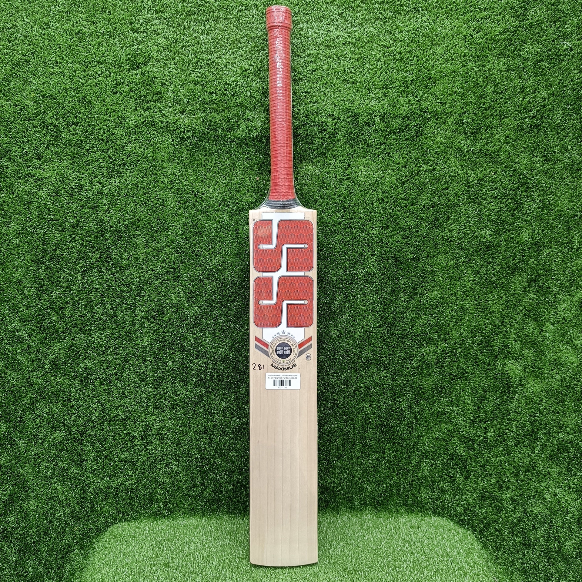 SS Core Maximus Cricket Bat with Red Sticker - Premium English Willow Cricket Bat for Professional & Amateur Players - Perfect for Matches, Practice & Training Sessions