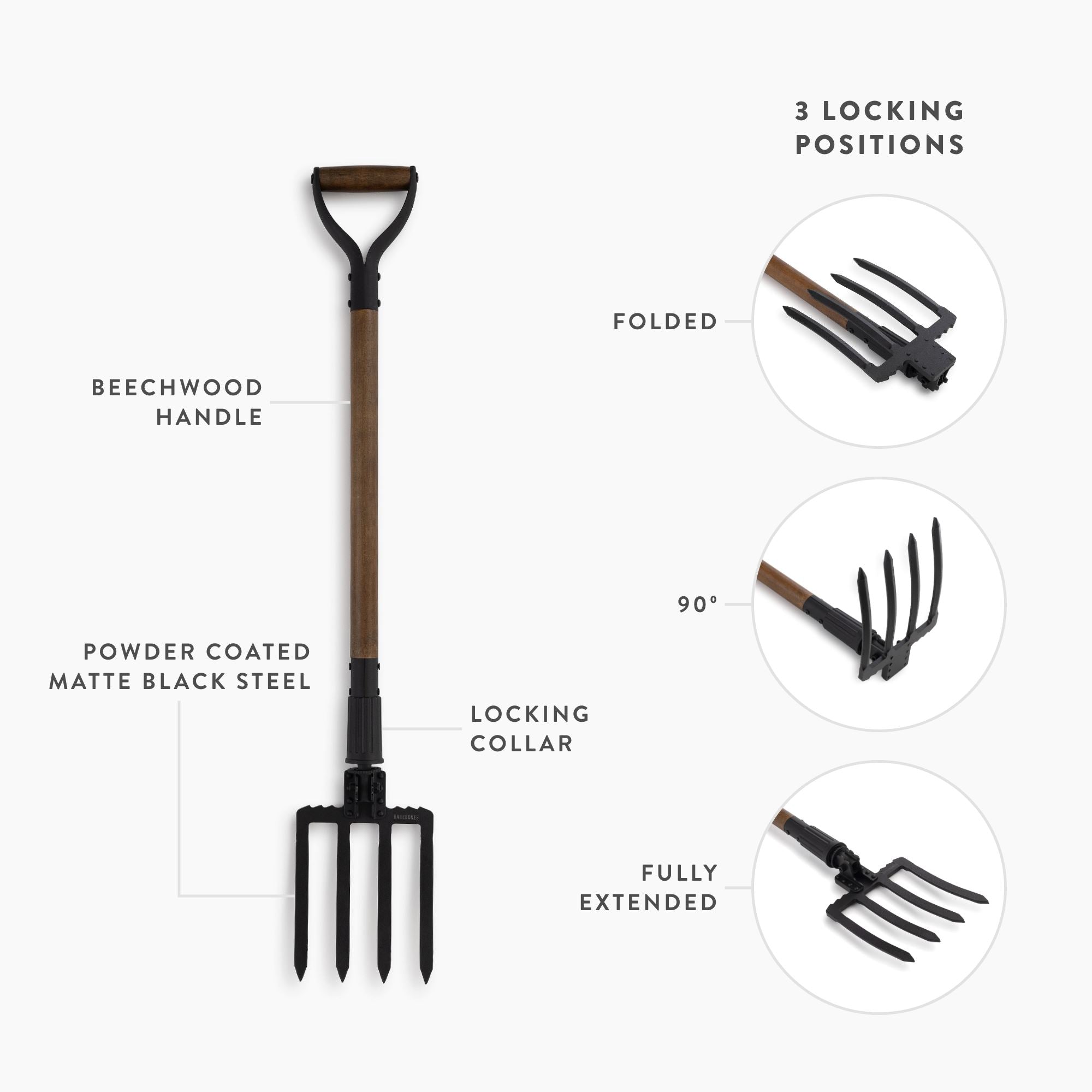 Heavy Duty Folding Spading Fork - Stainless Steel Garden Digging Tool for Planting, Weeding & Composting - Perfect for Outdoor Gardening, Landscaping & Farm Use