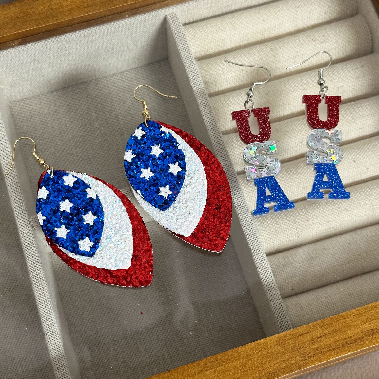 Patriotic American Flag Earrings for Women - Red White and Blue Dangle Earrings - 4th of July Independence Day Jewelry - Perfect for Parties, Festivals and Patriotic Events