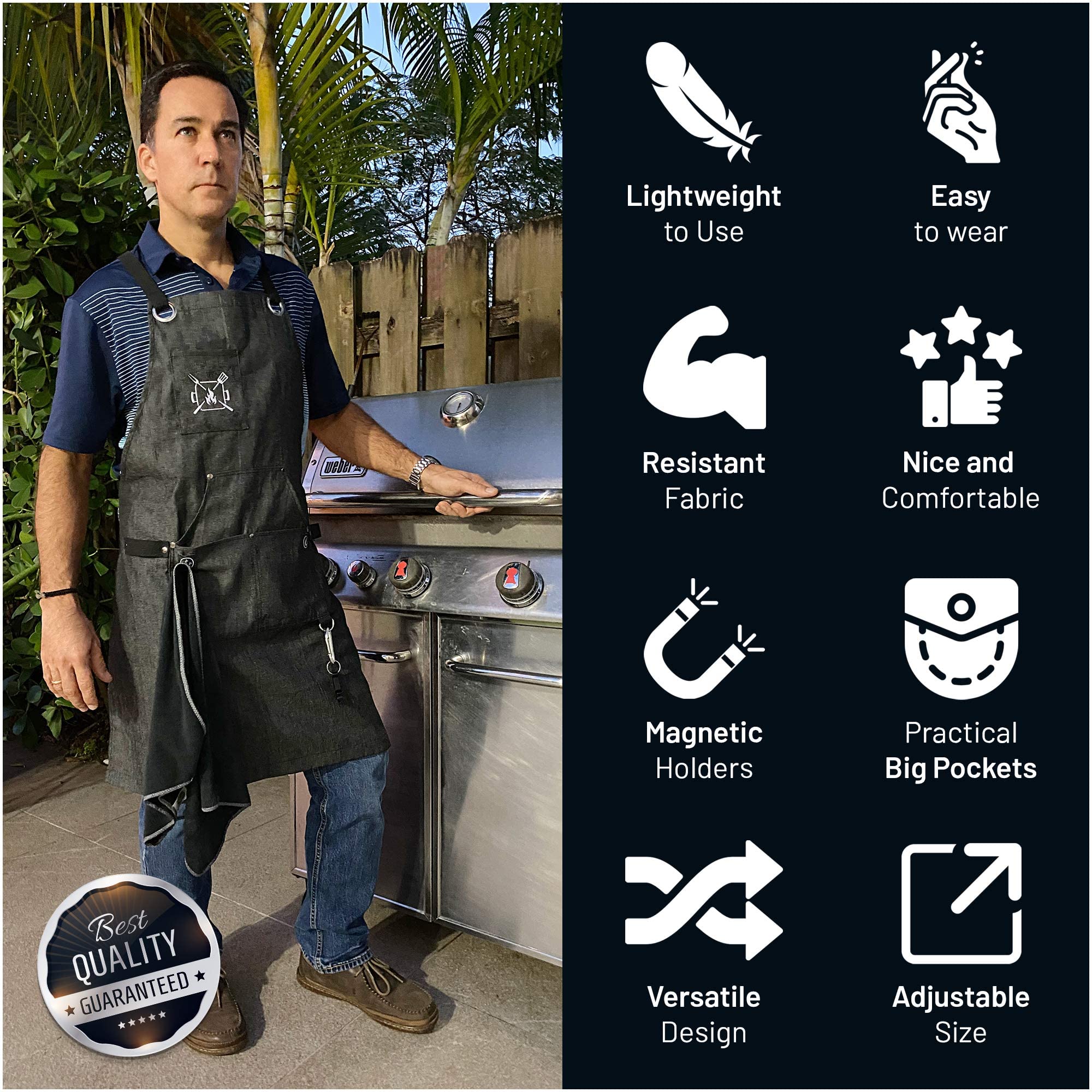 Professional Kitchen Chef Apron for Men & Women with Pockets - Durable Cooking, BBQ & Grill Apron for Chefs, Servers & Home Cooks | Perfect for Restaurants, Outdoor Grilling & Culinary Classes