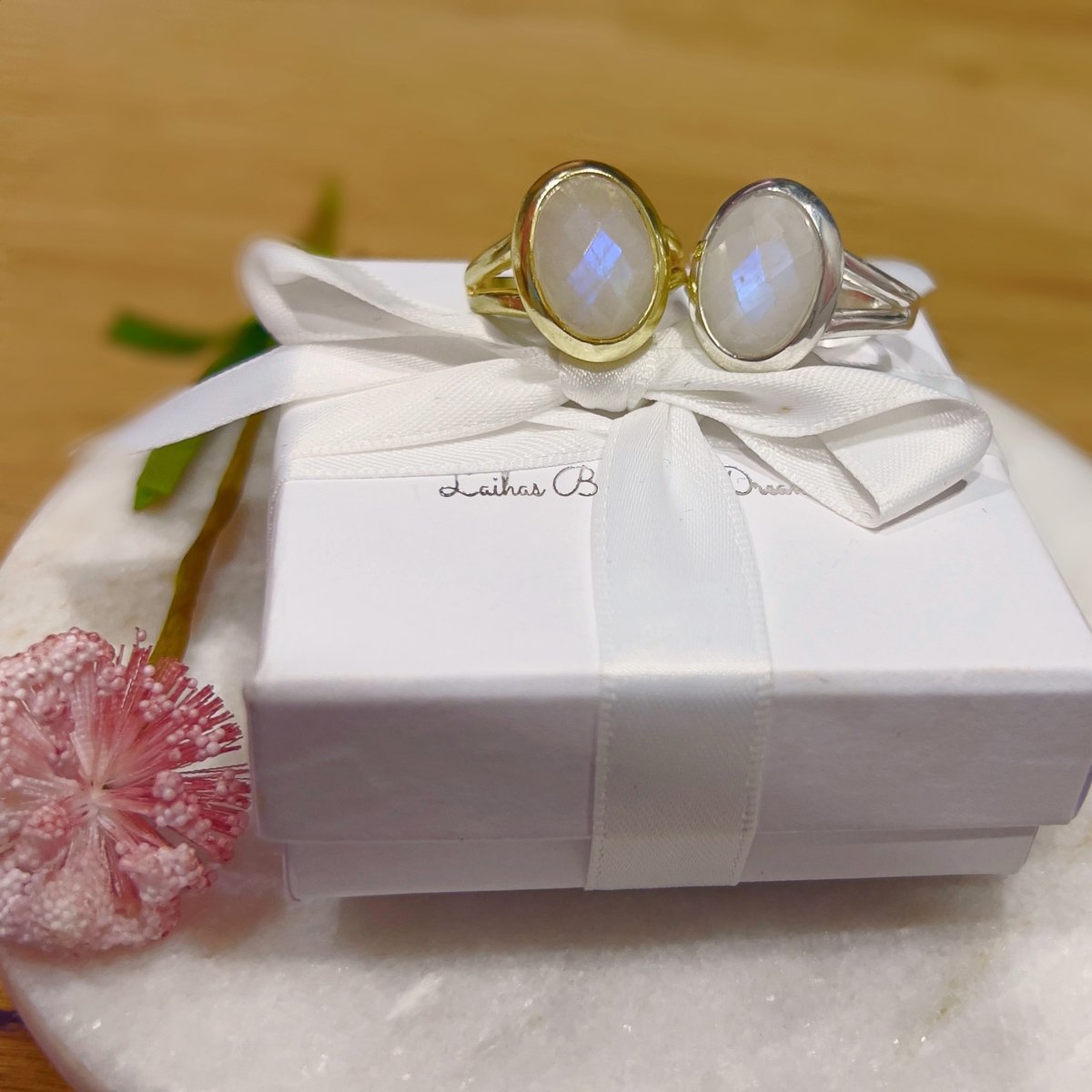 Laihas Iridescent Oval Moonstone Ring for Women - Elegant Handmade Silver Jewelry - Perfect for Wedding, Engagement, Anniversary & Everyday Wear