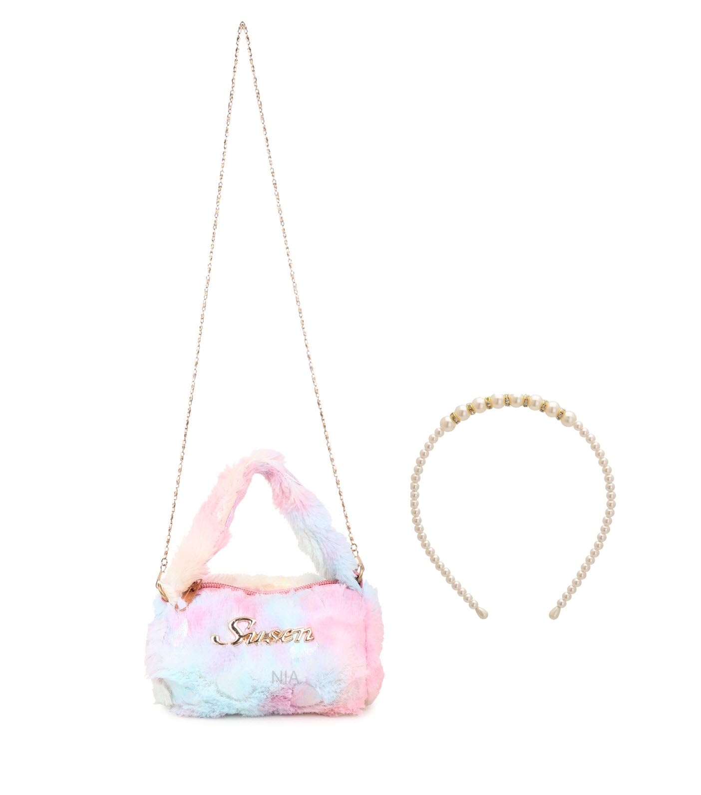 NIA CREATIONS Cute Soft Plush Mini Fur Sling Bag with Chain - Stylish Crossbody Handbag Purse for Women & Girls (Multicolor) | Perfect for Casual Outings, Shopping, Travel & Daily Use