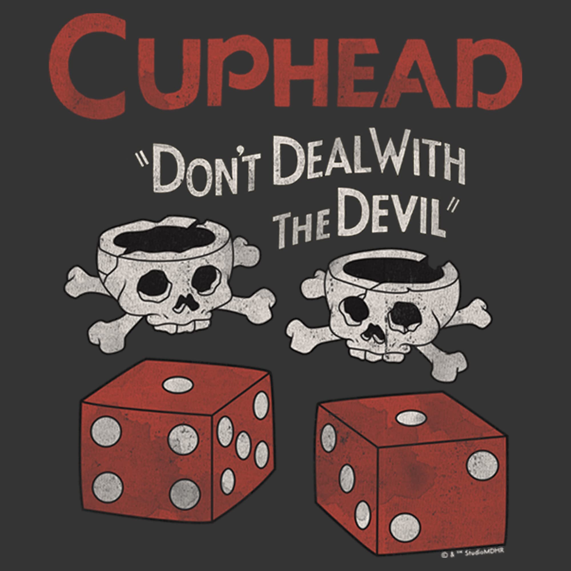 Men's Cuphead Don't Deal with The Devil Skull Graphic T-Shirt | Vintage Video Game Inspired Tee | Perfect for Gaming, Cosplay & Casual Wear