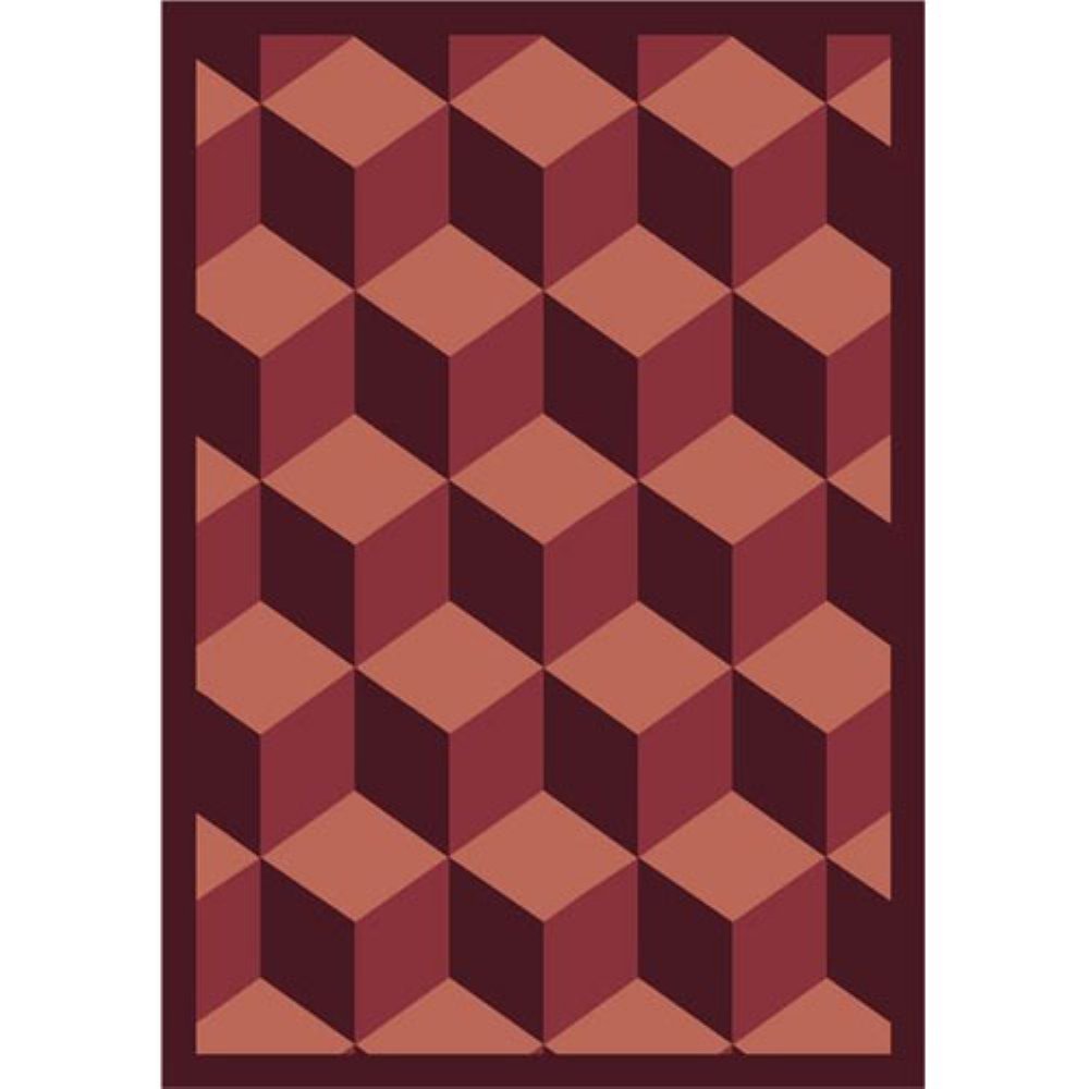Joy Carpets Kaleidoscope Highrise Whimsical Area Rugs - Burgundy Red Modern Abstract Design Non-Slip Living Room Rug for Home Decor, Bedroom, Nursery & Playroom