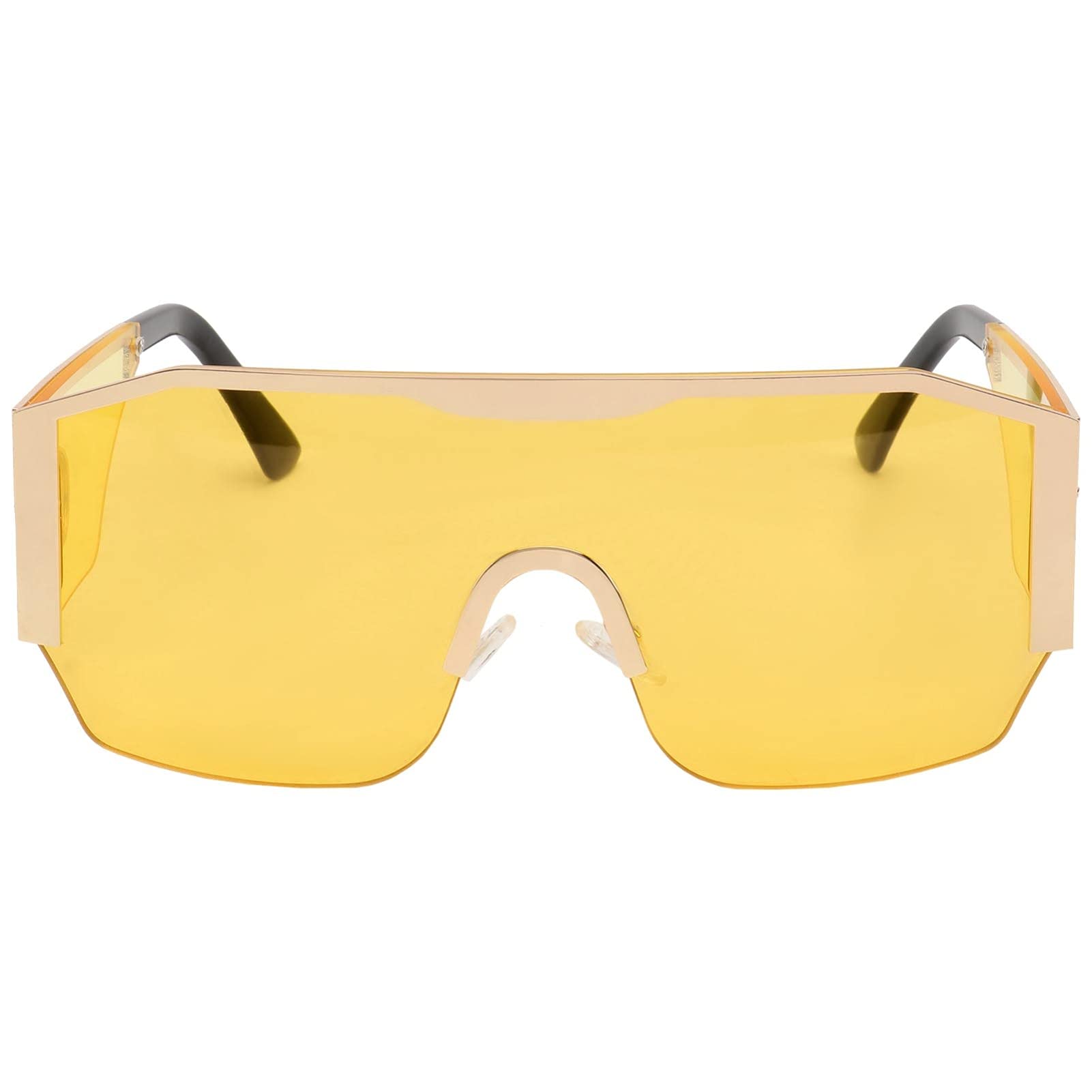 Amosfun Rimless Square Sunglasses - Frameless Unisex Eyewear in Candy Colors (Yellow) for Men & Women | Perfect for Outdoor Activities, Beach, Driving, and Fashion Accessories