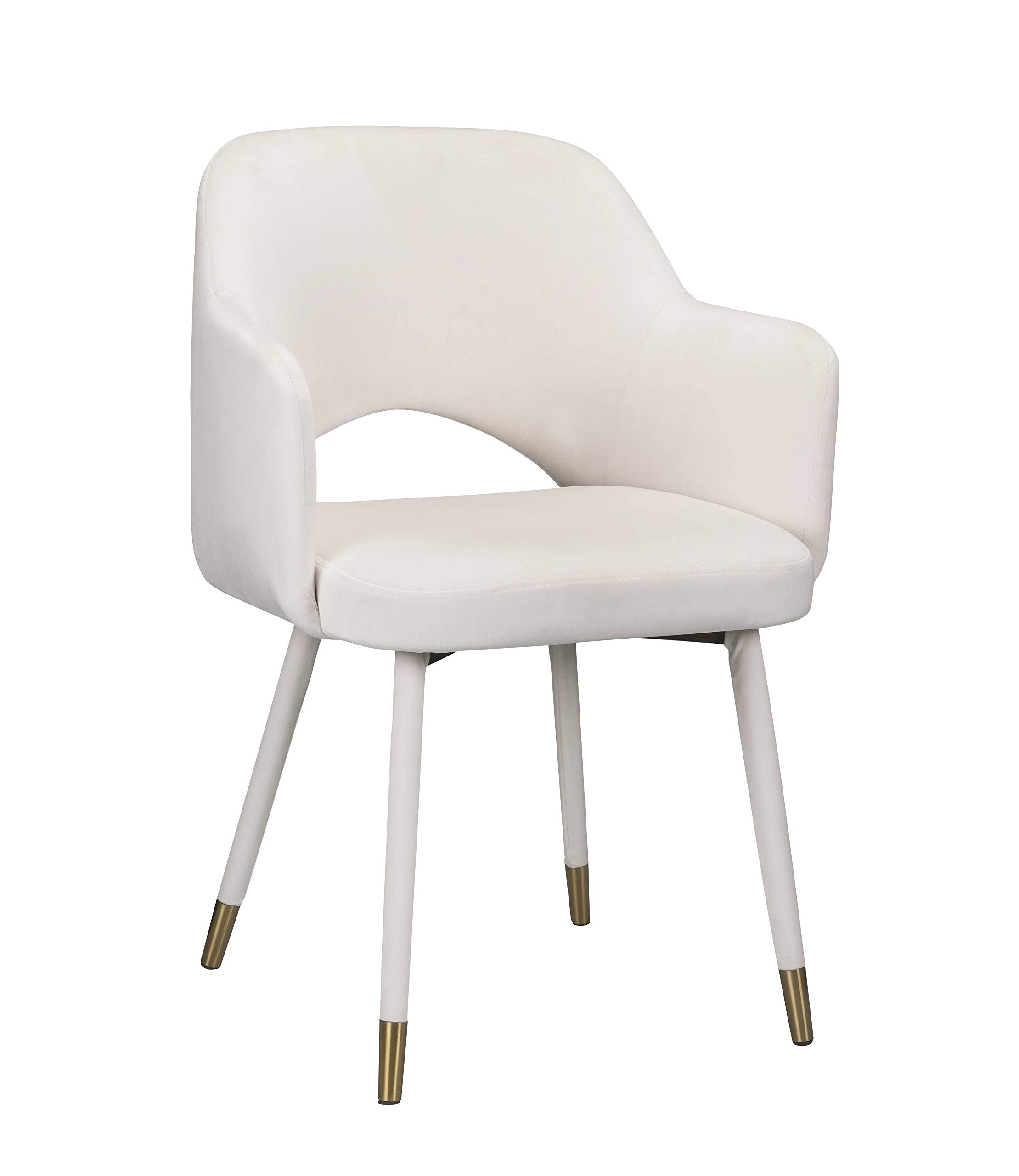 Acme Furniture Applewood Accent Chair - Cream Velvet Upholstery with Gold Metal Legs | Mid-Century Modern Living Room Seating for Home & Office
