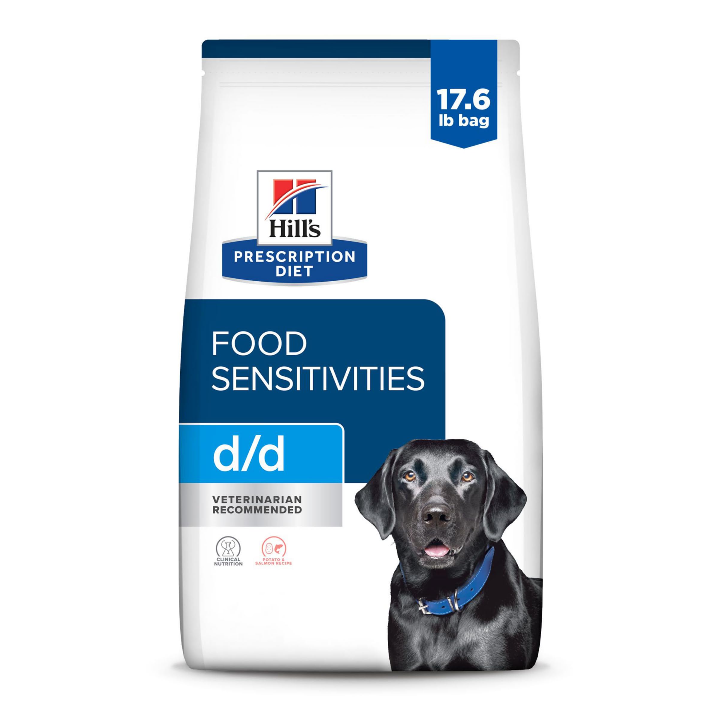 Hill's Prescription Diet d/d Skin & Food Sensitivities Potato & Salmon Dry Dog Food - Veterinary Recommended Diet for Allergies & Sensitive Skin - 17.6 lb Bag - Perfect for Dogs with Dermatitis, Itching & Digestive Issues