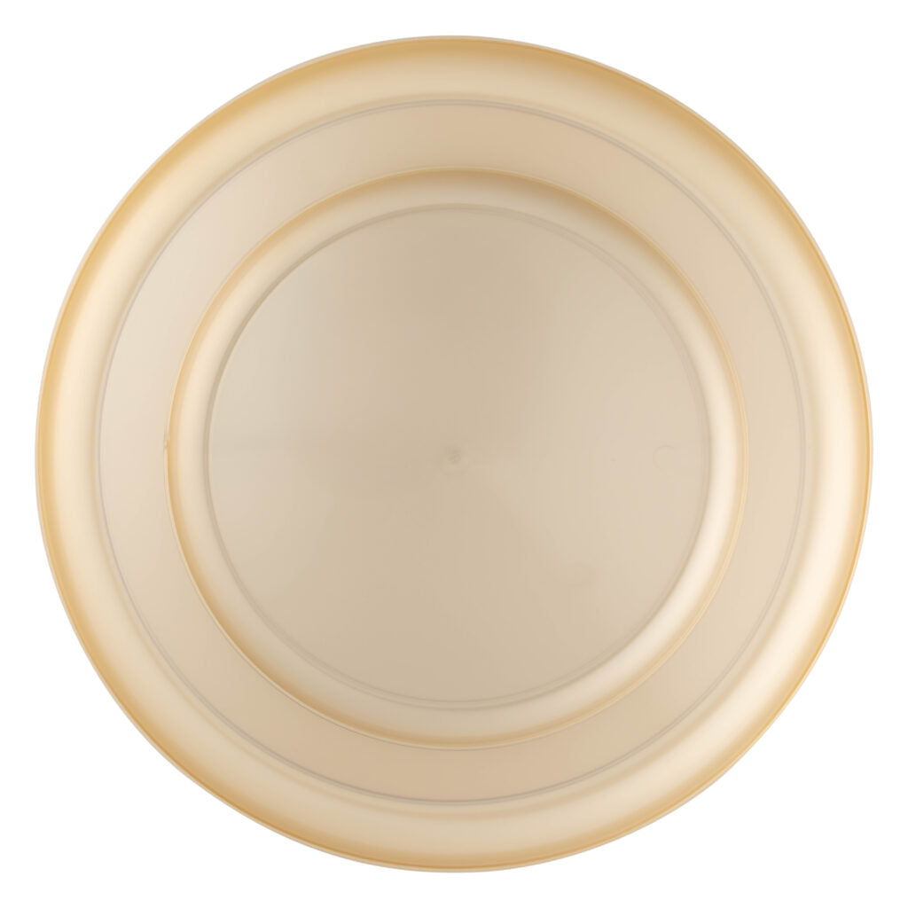 20-Pack Beige Pewter Pearl Round Plastic Dinnerware Set for 10 Guests - Elegant Disposable Plates, Bowls & Cups - Perfect for Parties, Weddings, Picnics & Outdoor Events