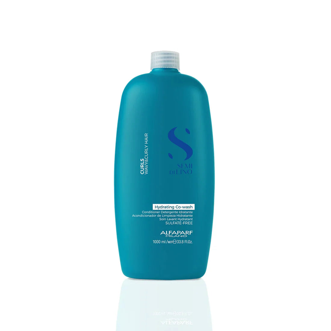 Alfaparf Milano Semi Di Lino Curls Hydrating Co-Wash 1L - Moisturizing Curly Hair Cleanser for Defined Curls & Frizz Control | Perfect for Dry, Damaged Hair at Home or Salon Use