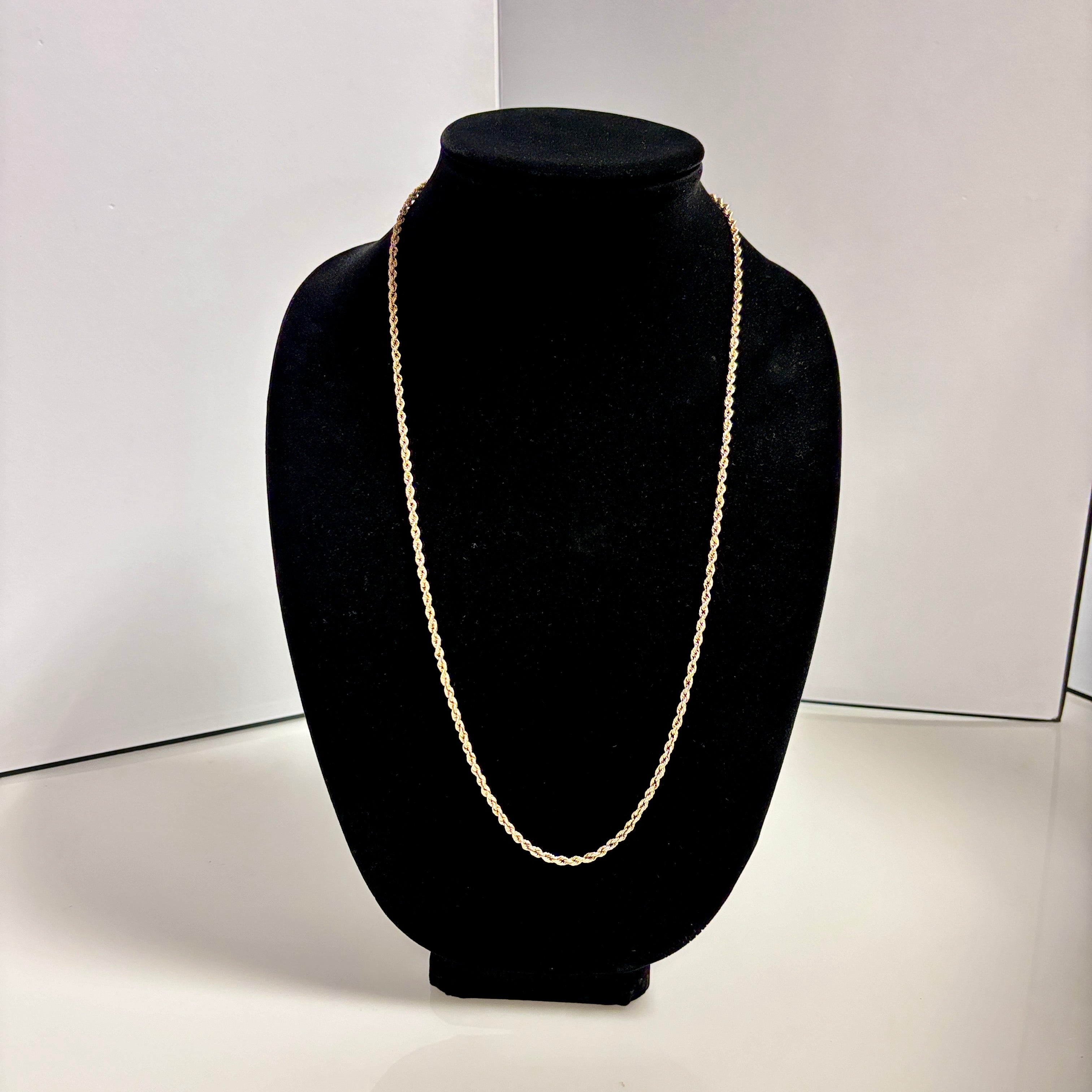 10K Yellow Gold Rope Chain Necklace - 27 Inch Solid Gold Rope Chain for Men & Women | Perfect for Layering, Gifting & Everyday Wear